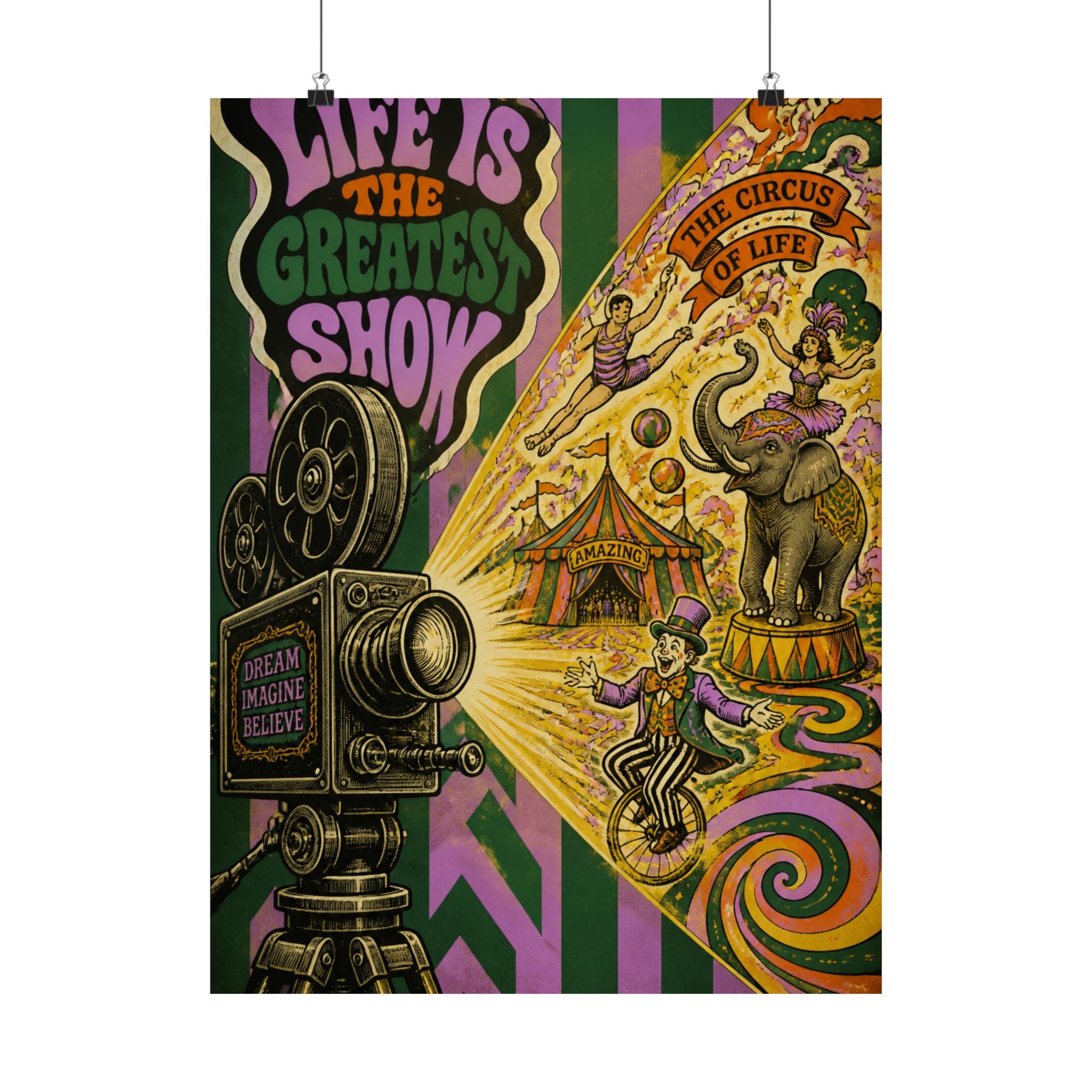 Film Camera Projector Show Wall Art Poster 18×24 Psychedelic Cafe Decor Maximalist Print