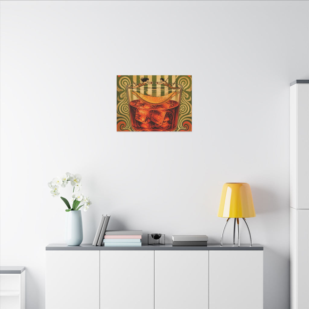 Negroni Trapeze Act Wall Art Canvas 24×36 Psychedelic Dining Room Decor Maximalist Print