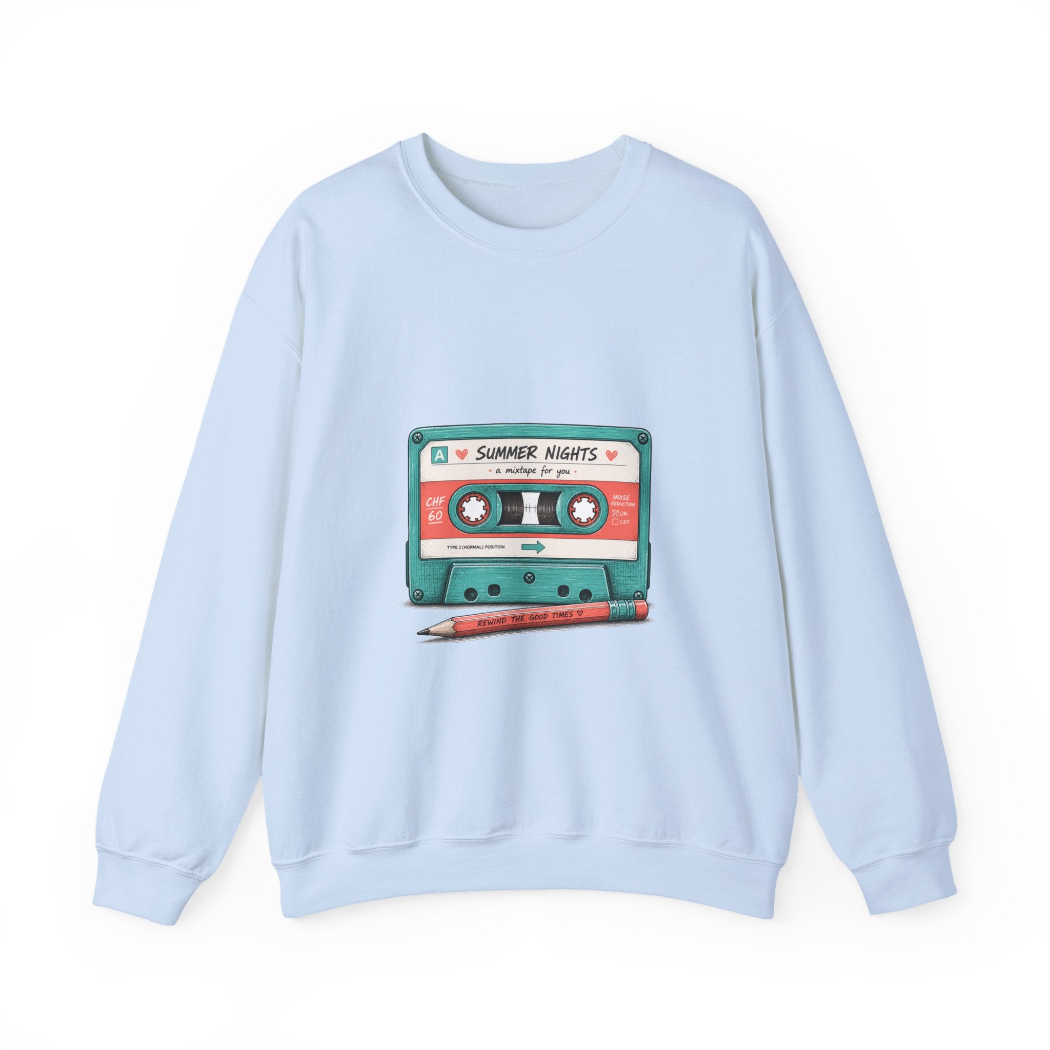Matching Couple Sweatshirt - Vinyl & Cassette Matching Couple Comfort Colors Crew Hand-Drawn Art His Hers Anniversary Gift - Design B