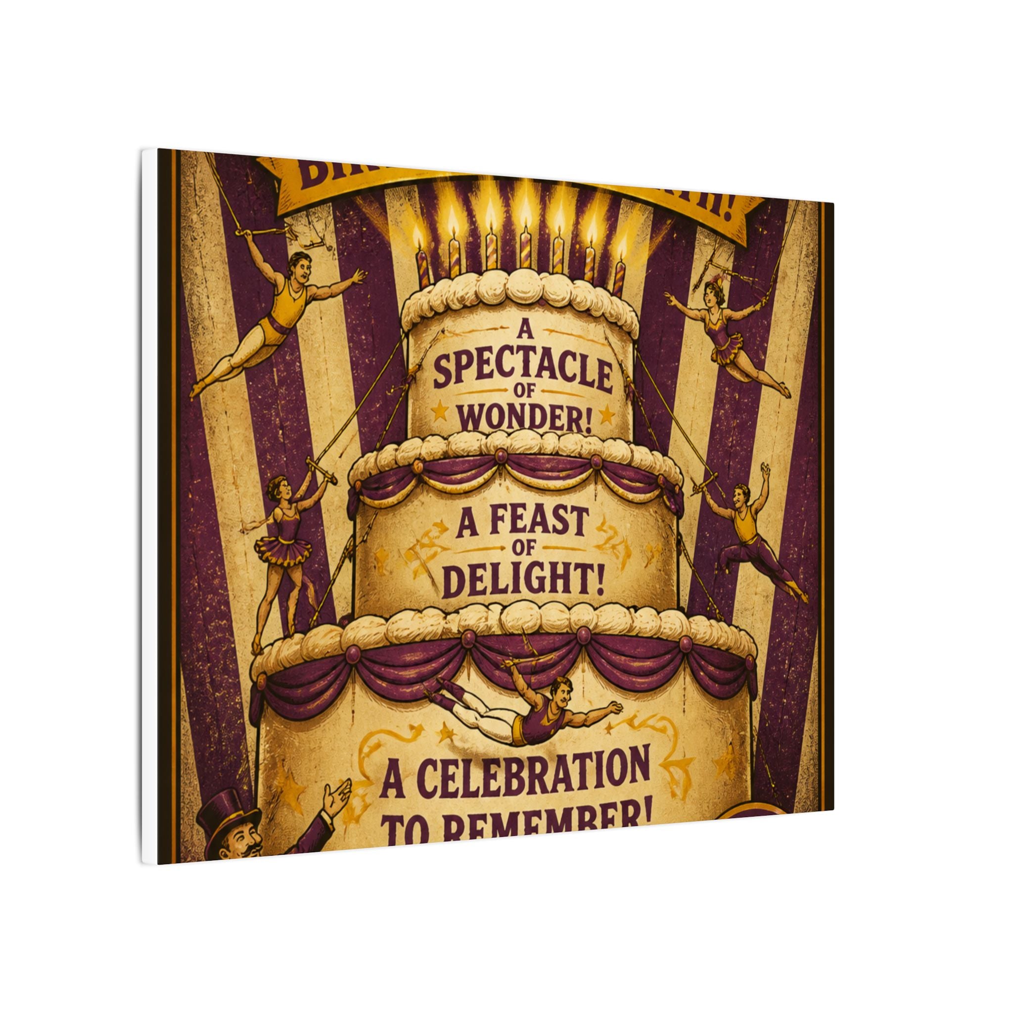 Birthday Cake Trapeze Wall Art Canvas 16×20 Vintage Circus Kitchen Decor Maximalist Print