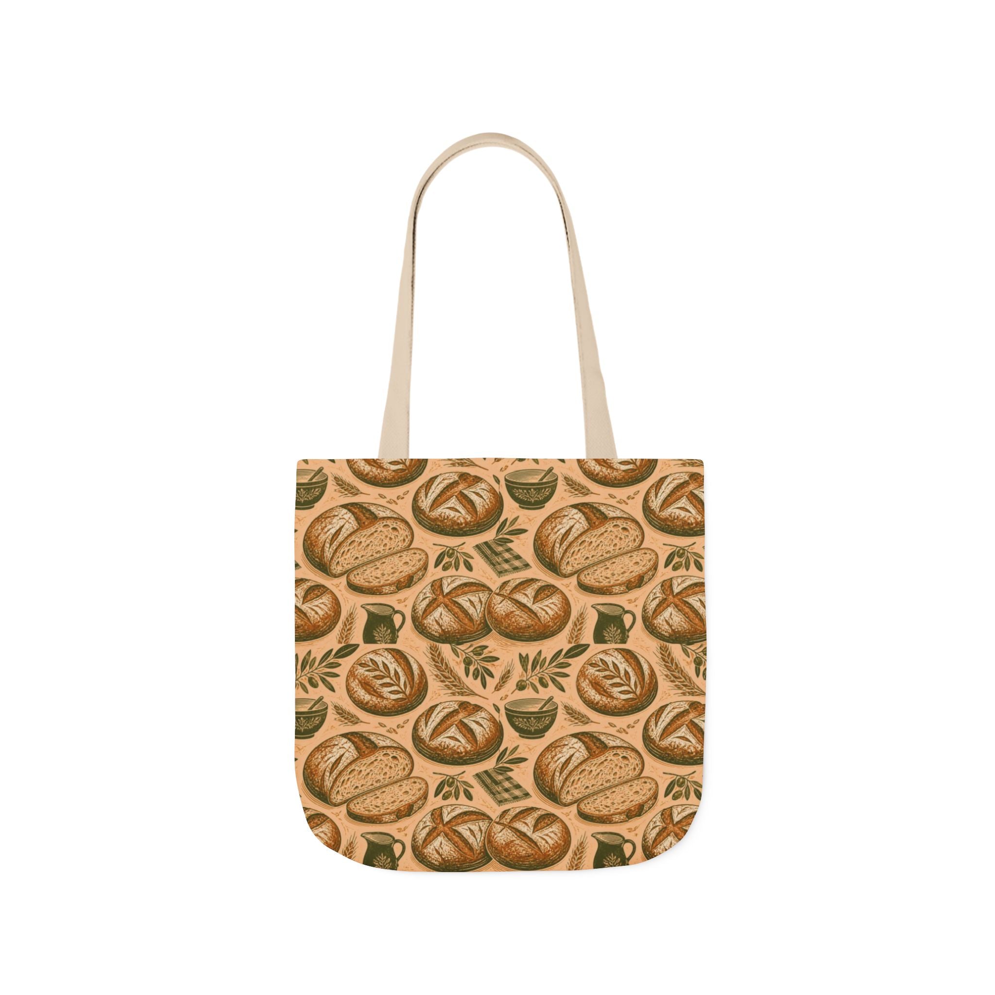 Rustic Sourdough Bread Canvas Tote Bag Mediterranean Kitchen Linocut Design Italian Cottagecore Gift