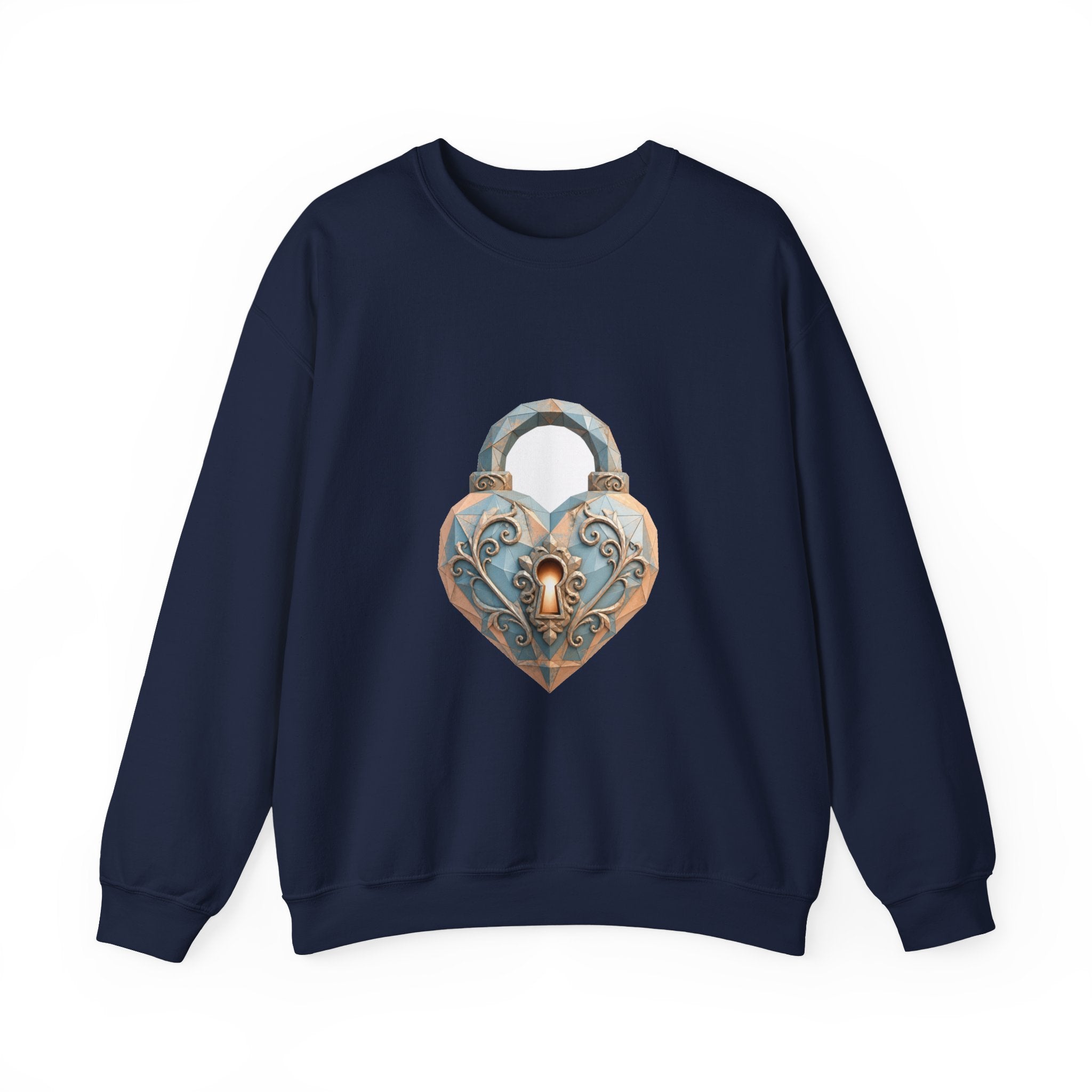 Matching Couple Sweatshirt - Key & Lock Matching Couple Crewneck Sweatshirt Geometric Art His Hers Couple Gift - Design B