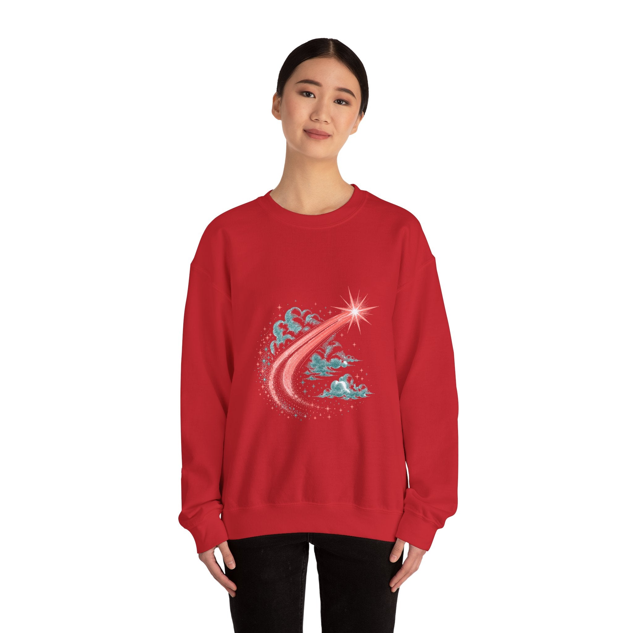 Matching Couple Sweatshirt - Shooting Star & North Star Matching Couple Premium Fleece Sweatshirt Vintage Art His Hers Honeymoon Gift - Design A