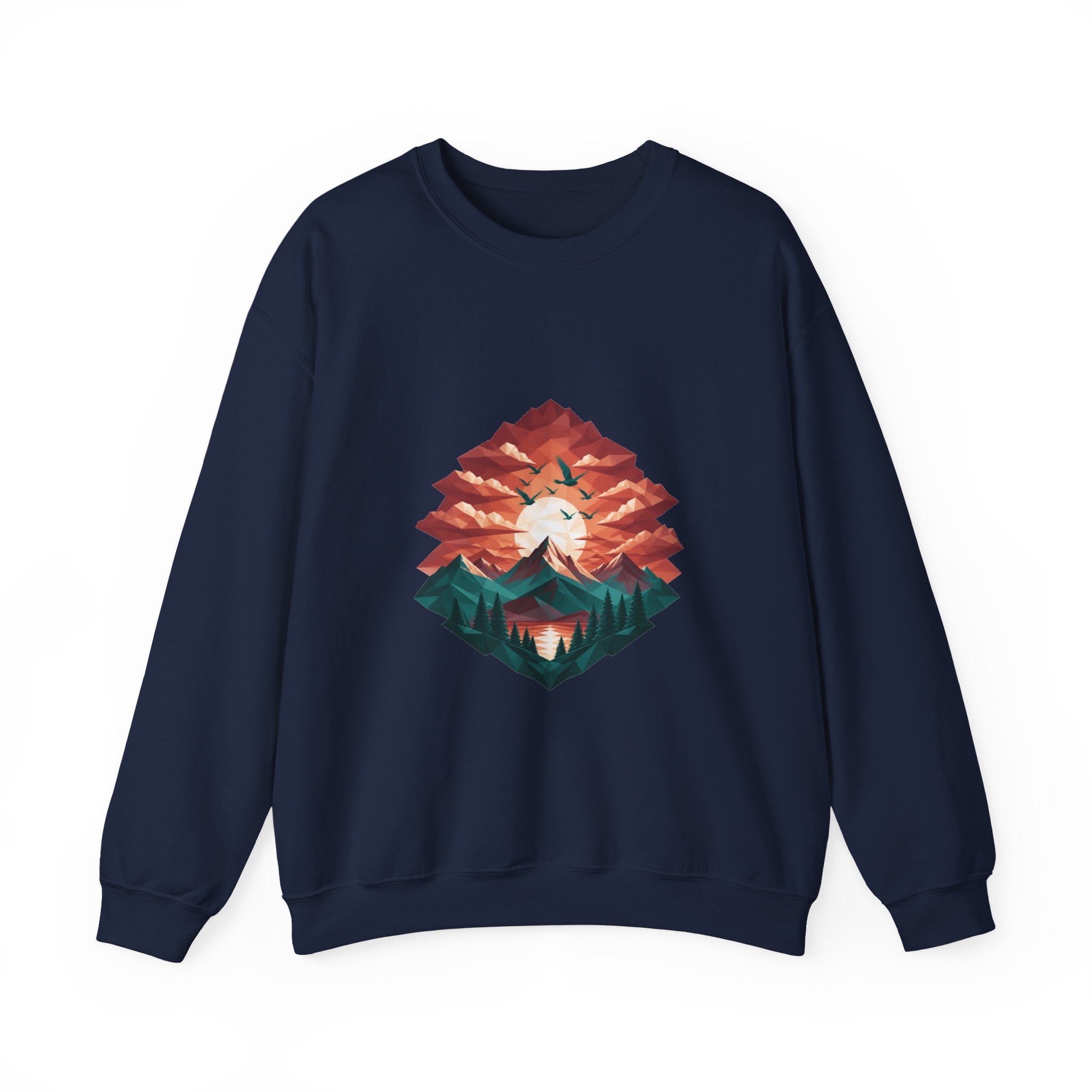 Matching Couple Sweatshirt - Sunrise & Sunset Matching Couple Premium Fleece Sweatshirt Geometric Art His Hers Love Gift - Design B