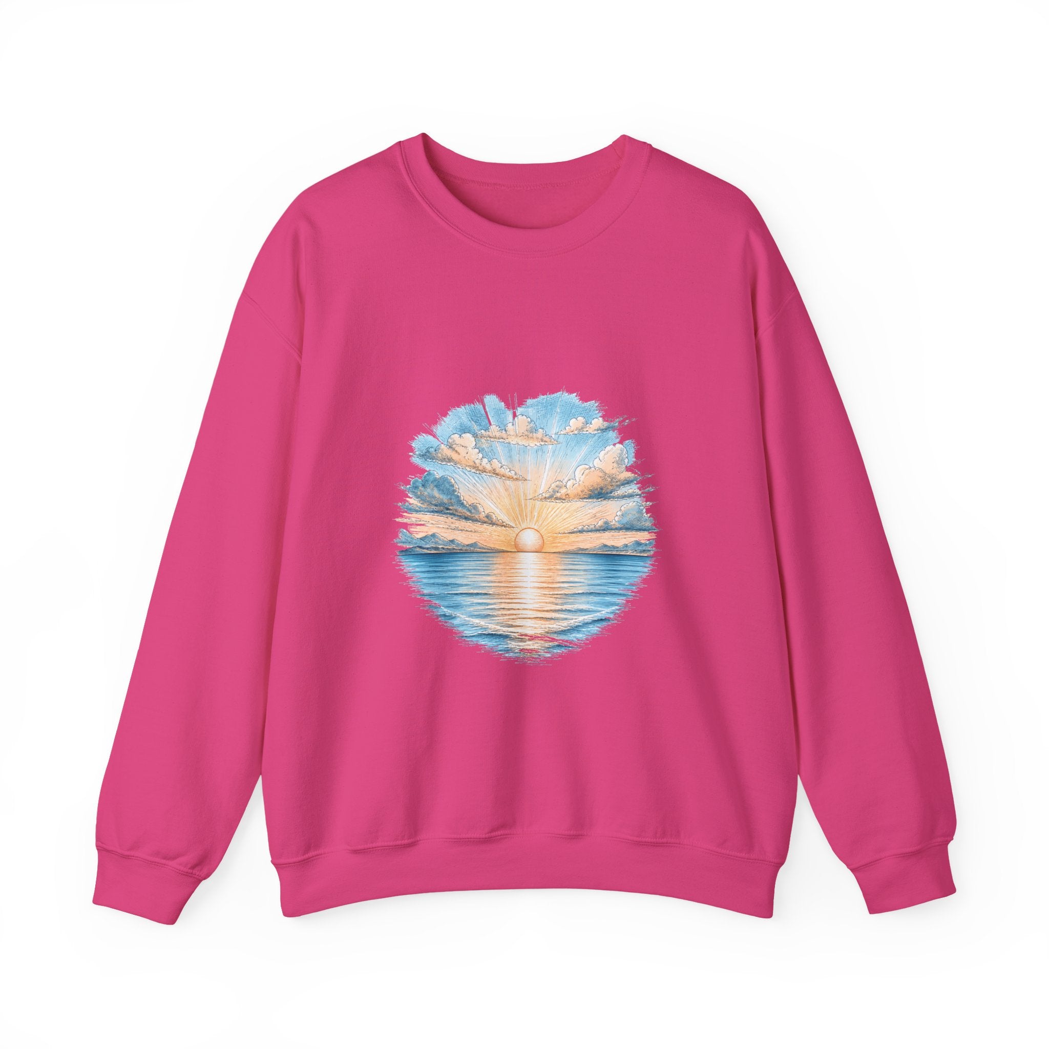 Matching Couple Sweatshirt - Sunrise & Sunset Matching Couple Crewneck Sweatshirt Hand-Drawn Art His Hers Best Friend Gift - Design A