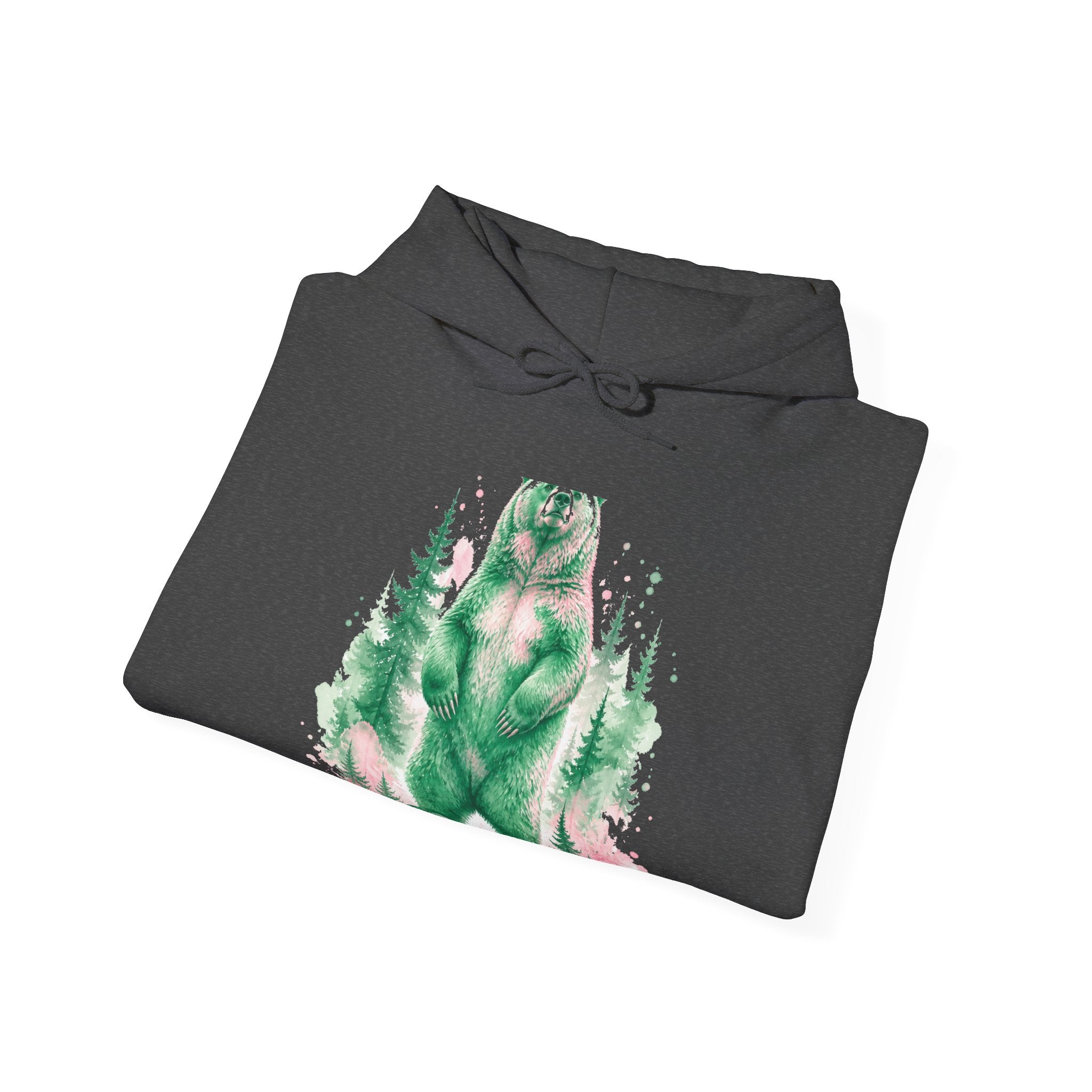 Matching Couple Sweatshirt - Bear & Deer Matching Couple Hooded Sweatshirt Watercolor Art His Hers Engagement Gift - Design A