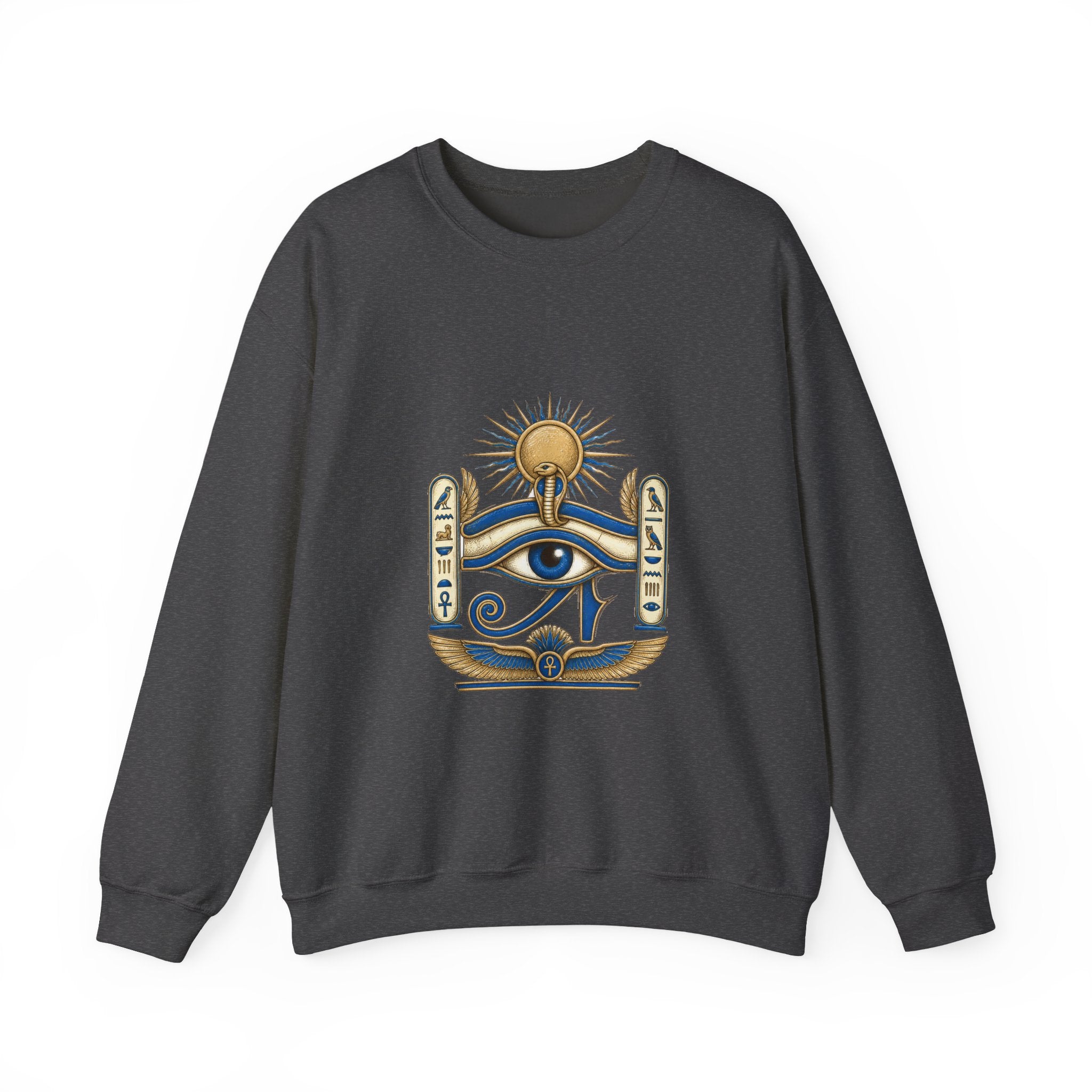 Matching Couple Sweatshirt - Eye of Ra & Horus Matching Couple Comfort Colors Crew Hand-Drawn Art His Hers Anniversary Gift - Design A