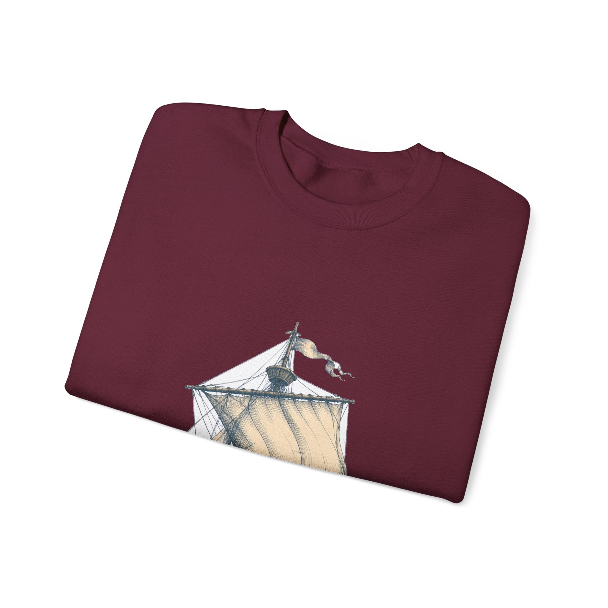Matching Couple Sweatshirt - Anchor & Sail Matching Couple Comfort Colors Crew Hand-Drawn Art His Hers Anniversary Gift - Design B