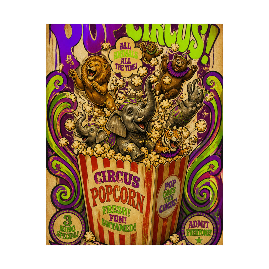 Popcorn Box Animals Wall Art Poster 18×24 Psychedelic Cafe Decor Maximalist Print