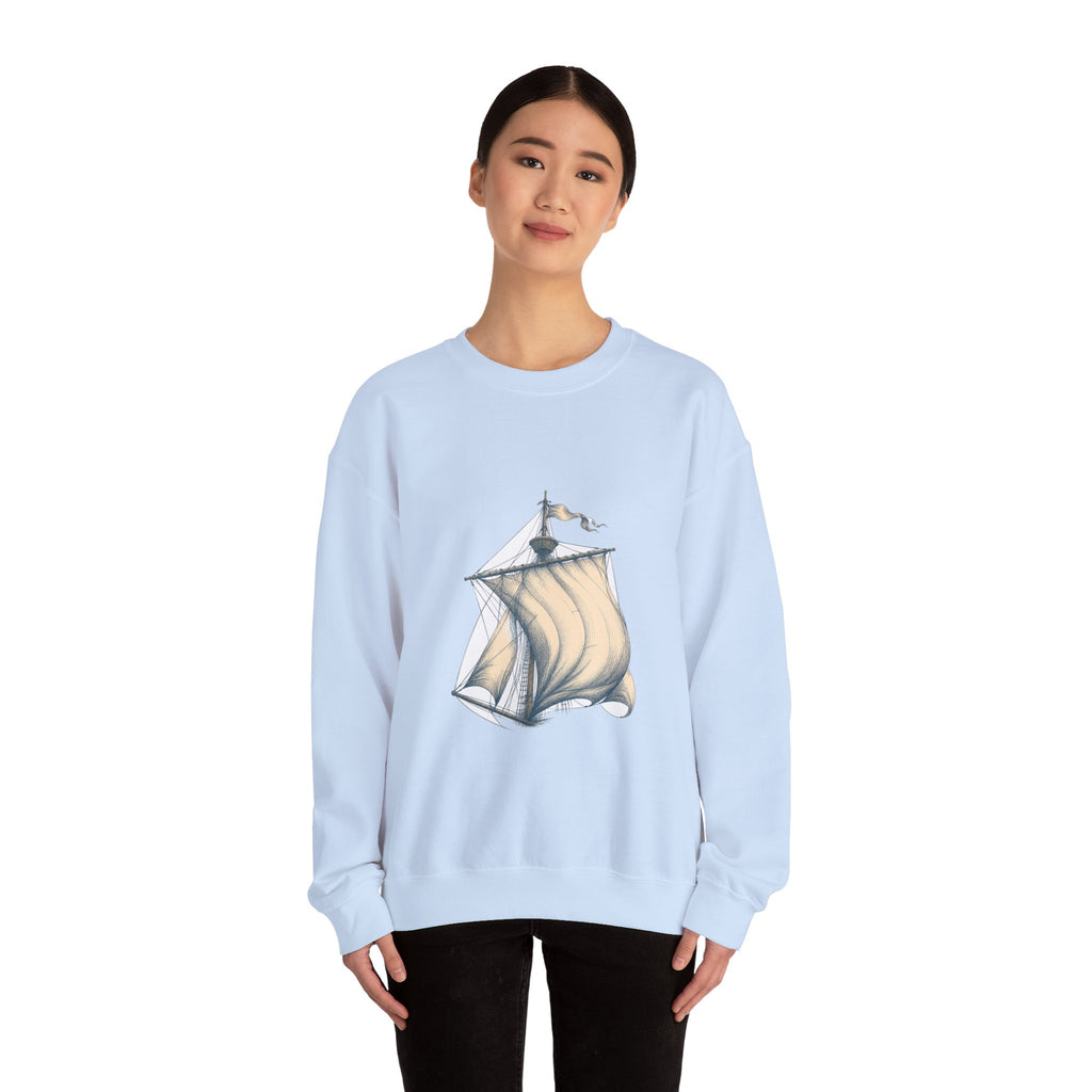 Matching Couple Sweatshirt - Anchor & Sail Matching Couple Comfort Colors Crew Hand-Drawn Art His Hers Anniversary Gift - Design B
