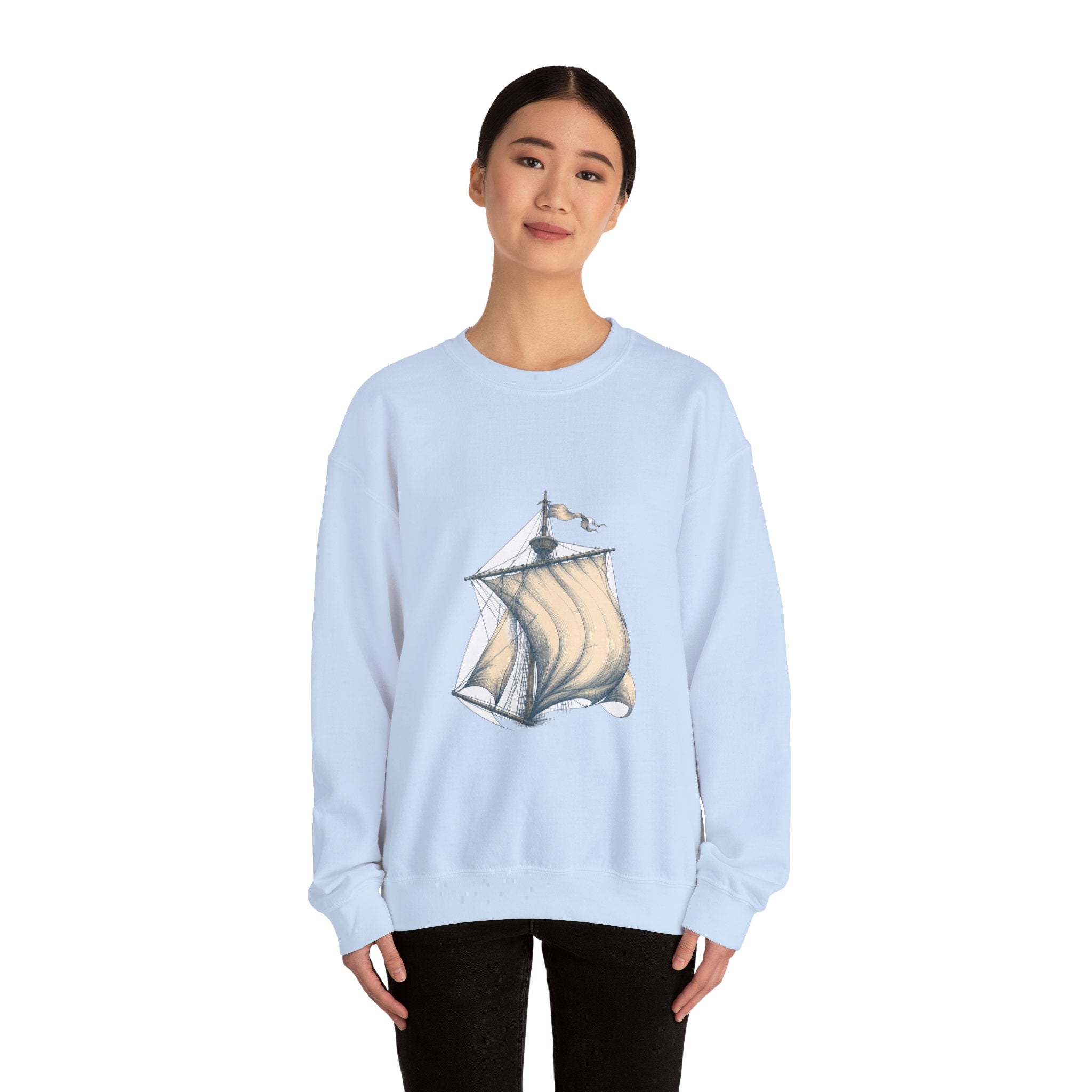 Matching Couple Sweatshirt - Anchor & Sail Matching Couple Comfort Colors Crew Hand-Drawn Art His Hers Anniversary Gift - Design B