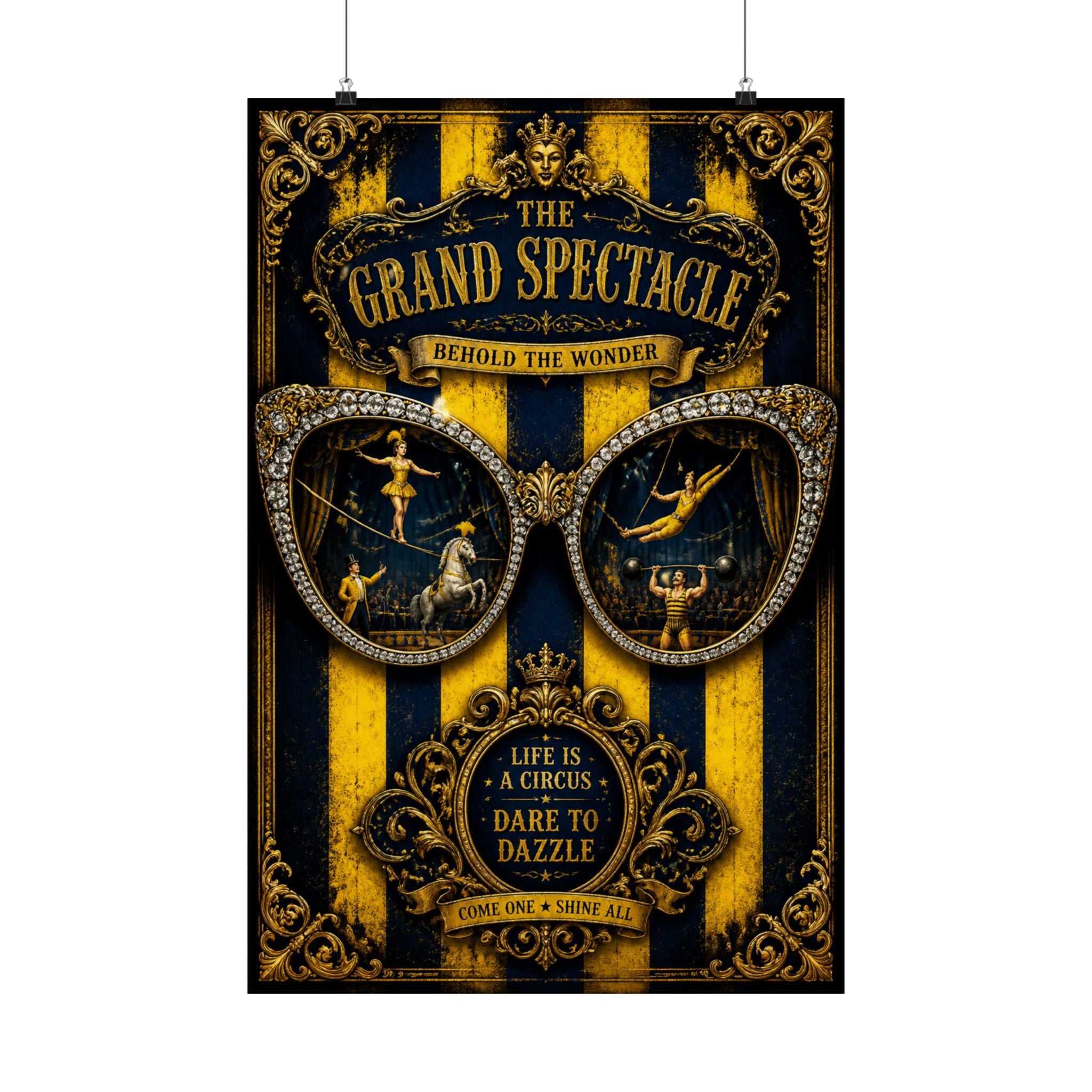 Sunglasses Circus Ring Wall Art Poster 18×24 Baroque Home Office Decor Maximalist Print