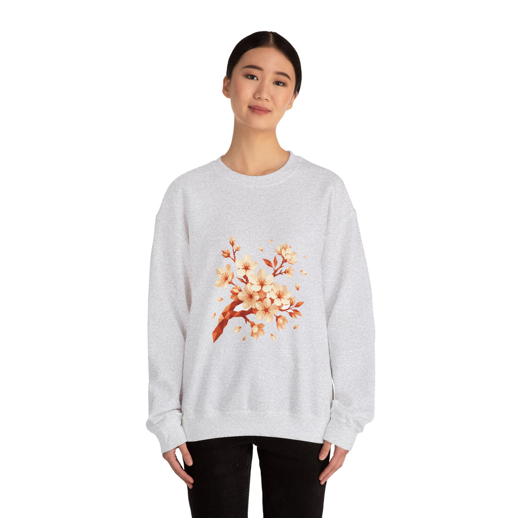 Matching Couple Sweatshirt - Cherry Blossom & Maple Leaf Matching Couple Comfort Colors Crew Geometric Art His Hers Love Gift - Design A