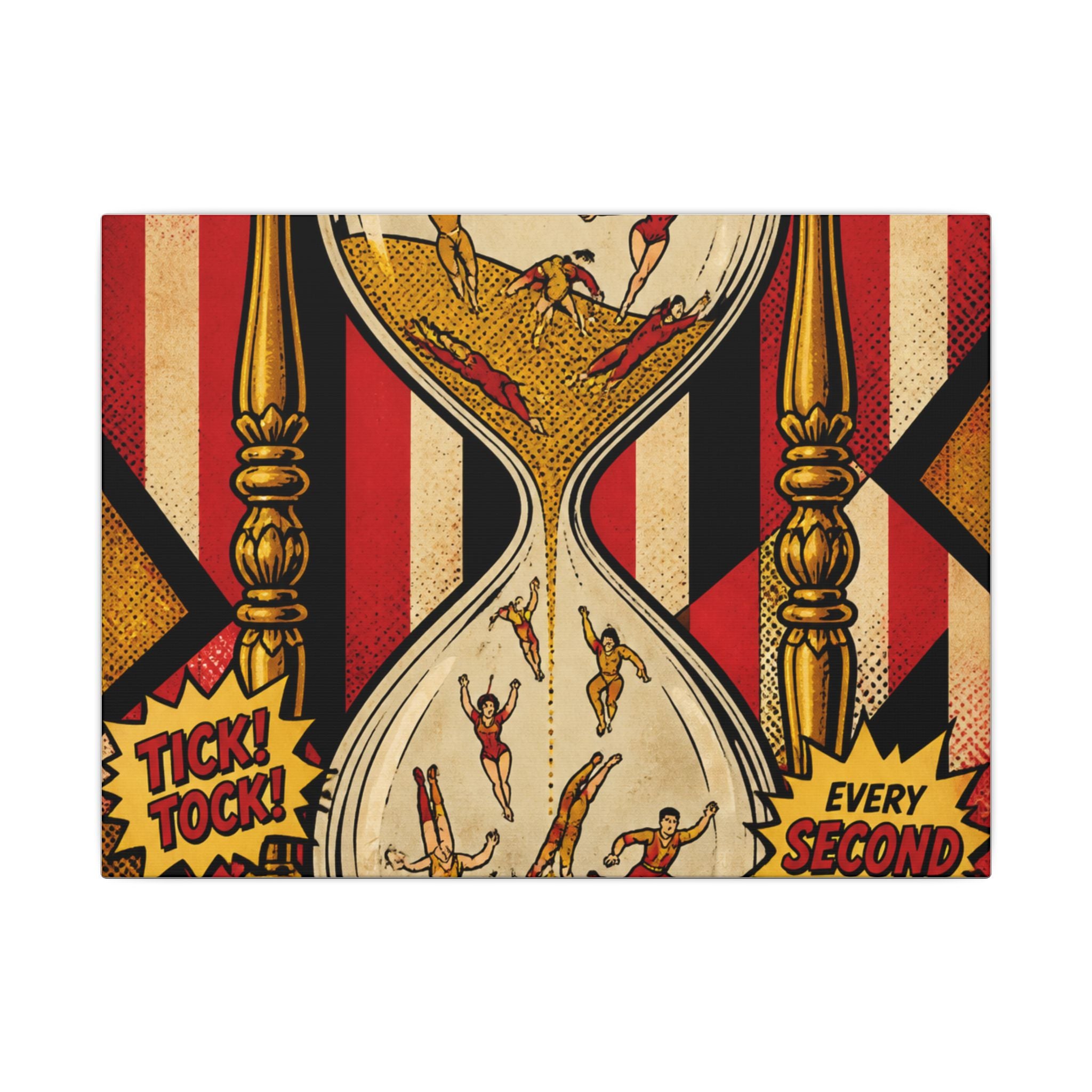 Hourglass Acrobats Wall Art Canvas 16×20 Pop Art Living Room Decor Maximalist Print