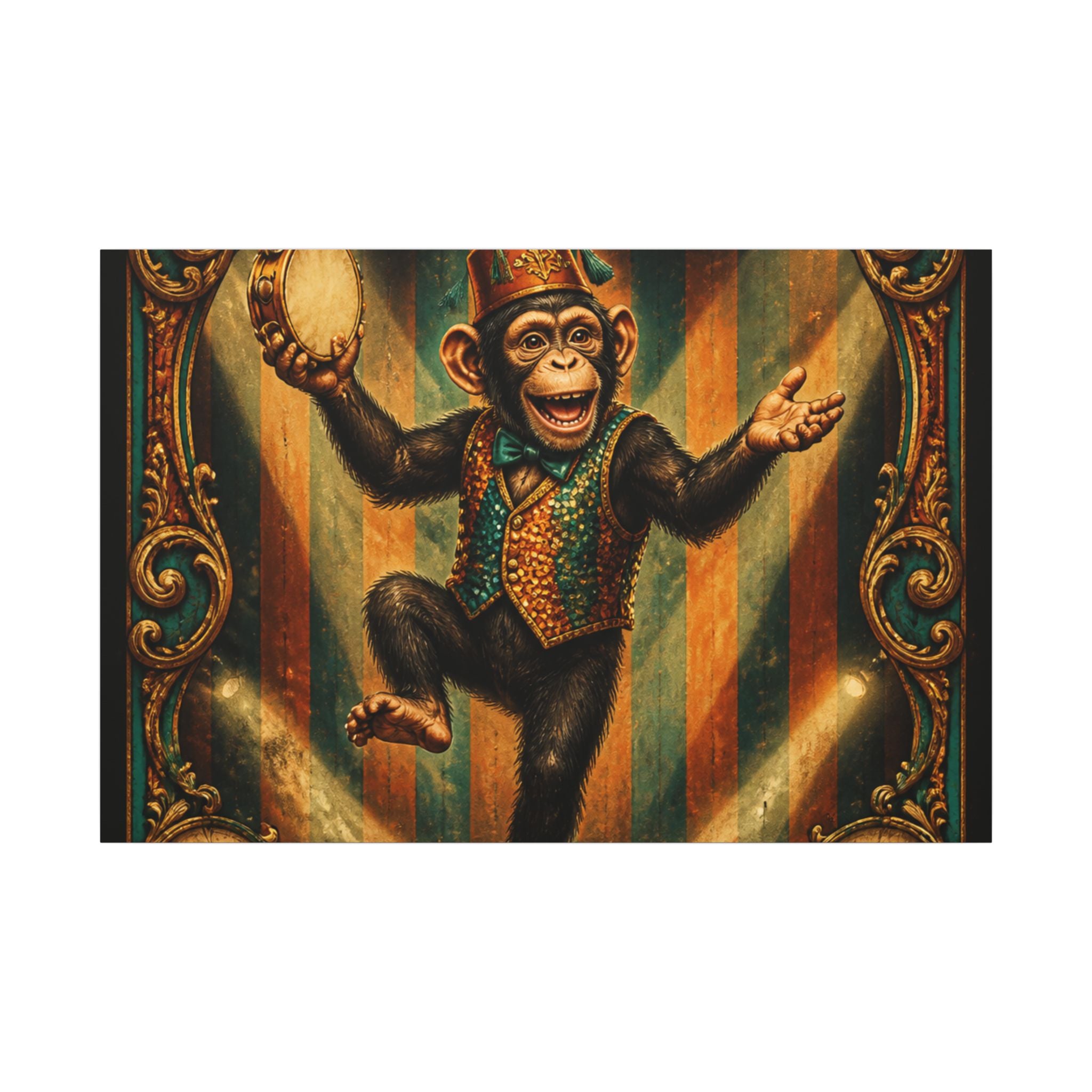 Dancing Monkey Wall Art Canvas 16×20 Baroque Home Office Decor Maximalist Print