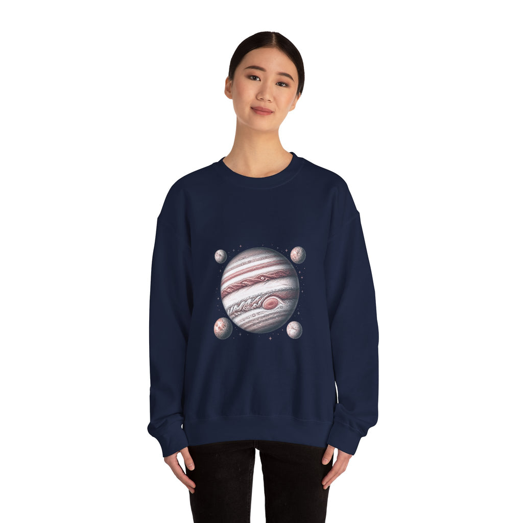 Matching Couple Sweatshirt - Saturn & Jupiter Matching Couple Crewneck Sweatshirt Hand-Drawn Art His Hers Best Friend Gift - Design B