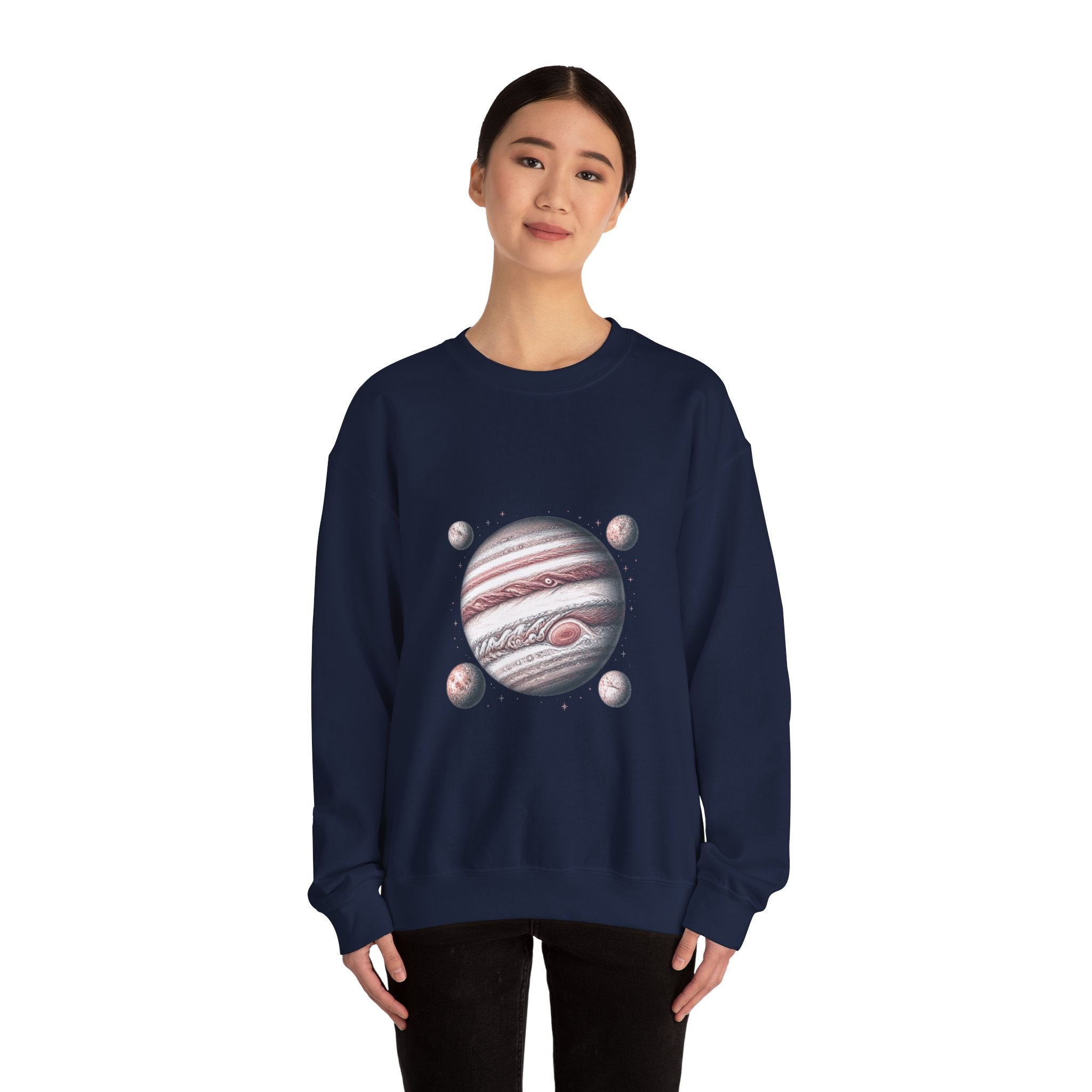 Matching Couple Sweatshirt - Saturn & Jupiter Matching Couple Crewneck Sweatshirt Hand-Drawn Art His Hers Best Friend Gift - Design B