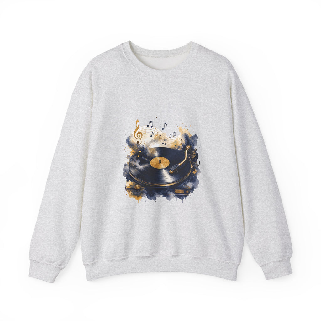 Matching Couple Sweatshirt - Vinyl & Cassette Matching Couple Crewneck Sweatshirt Watercolor Art His Hers Engagement Gift - Design A