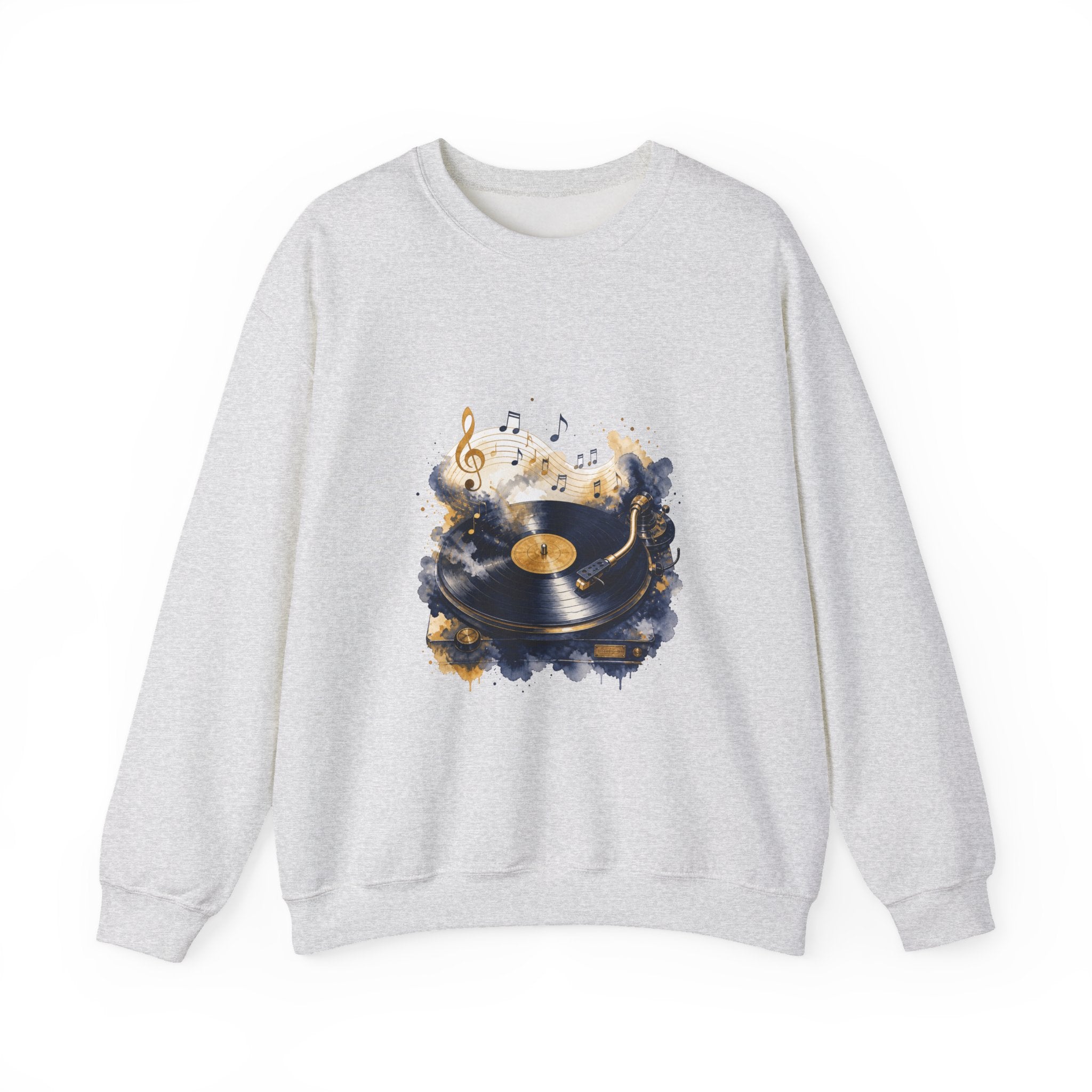 Matching Couple Sweatshirt - Vinyl & Cassette Matching Couple Crewneck Sweatshirt Watercolor Art His Hers Engagement Gift - Design A