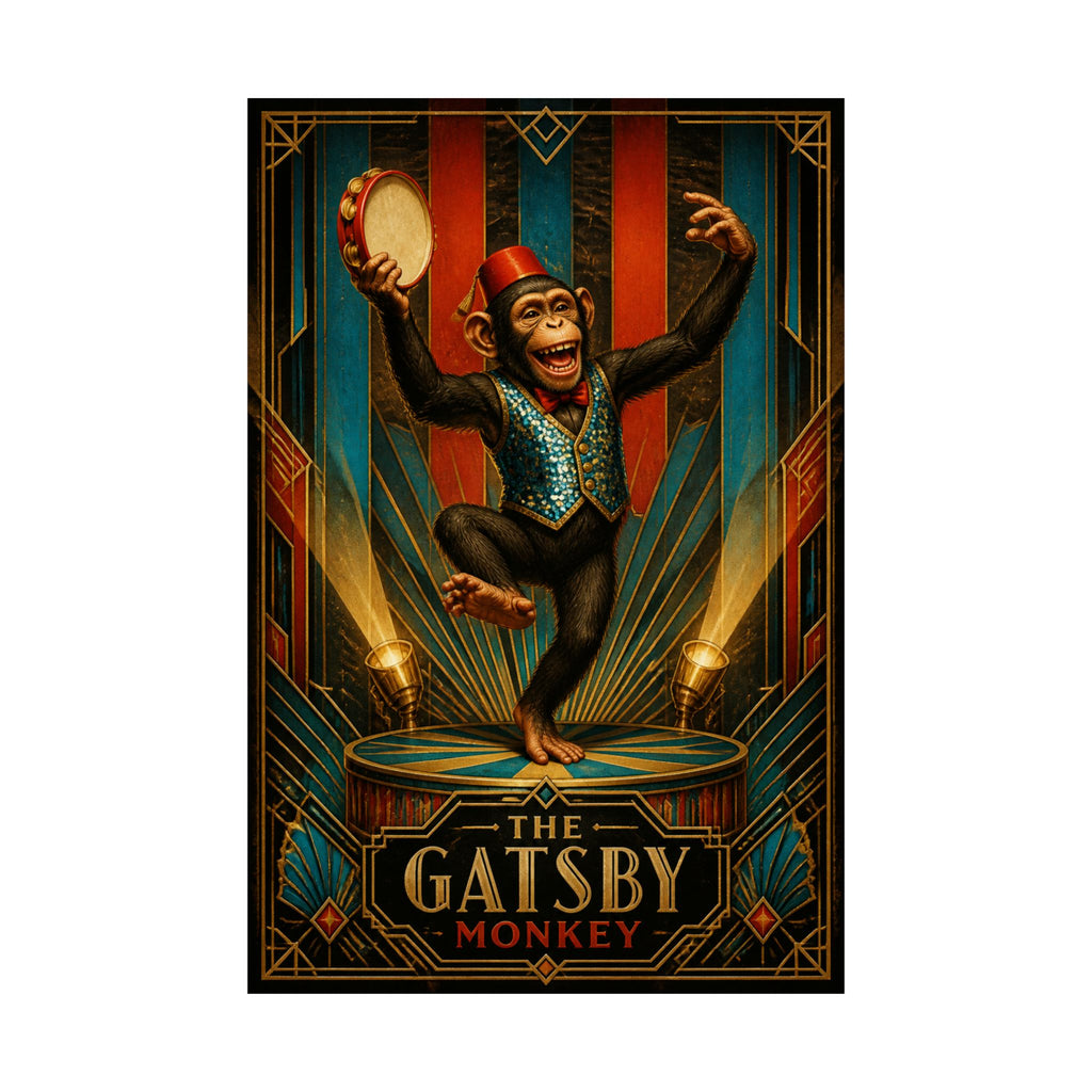 Dancing Monkey Wall Art Poster 24×36 Art Deco Bar Area Decor Maximalist Print