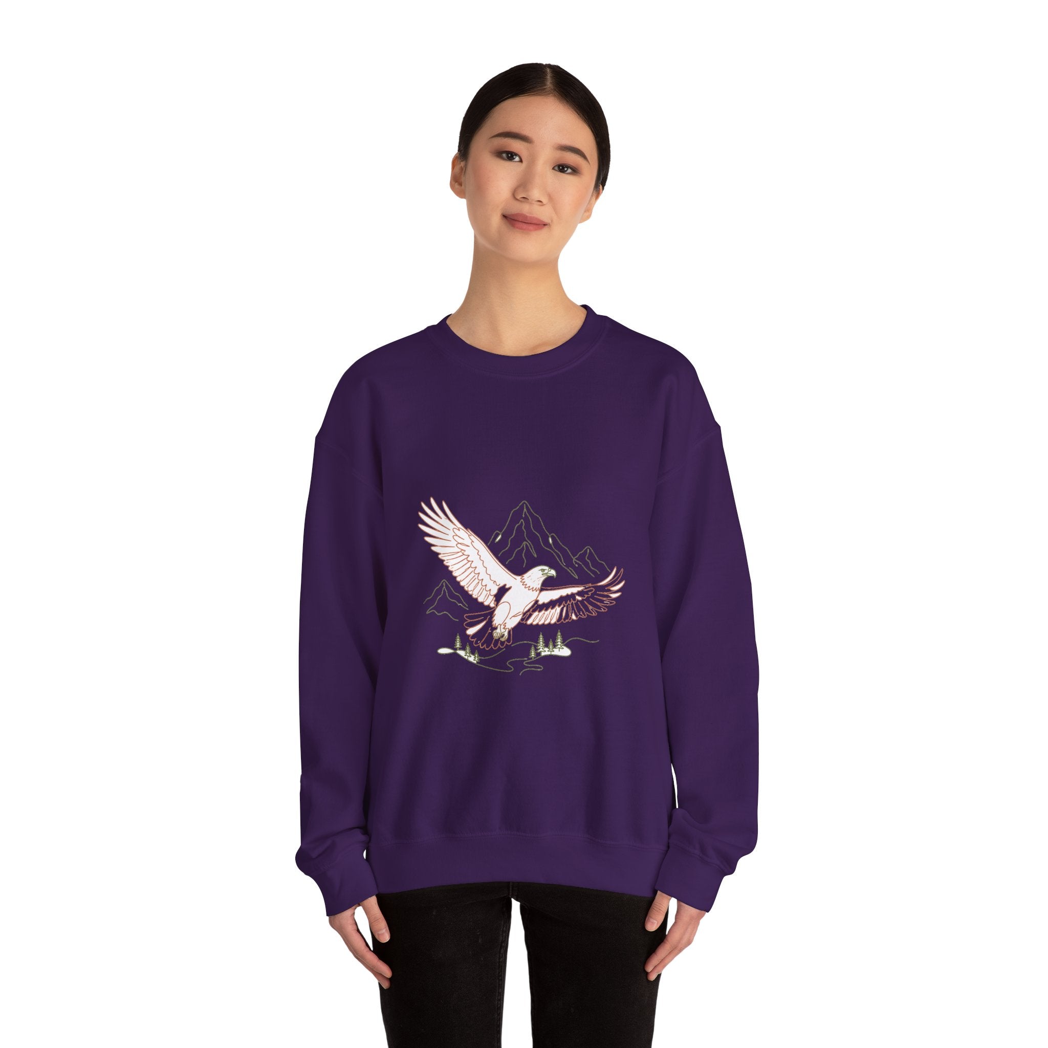 Matching Couple Sweatshirt - Eagle & Whale Matching Couple Premium Fleece Sweatshirt Minimalist Art His Hers Christmas Gift - Design A