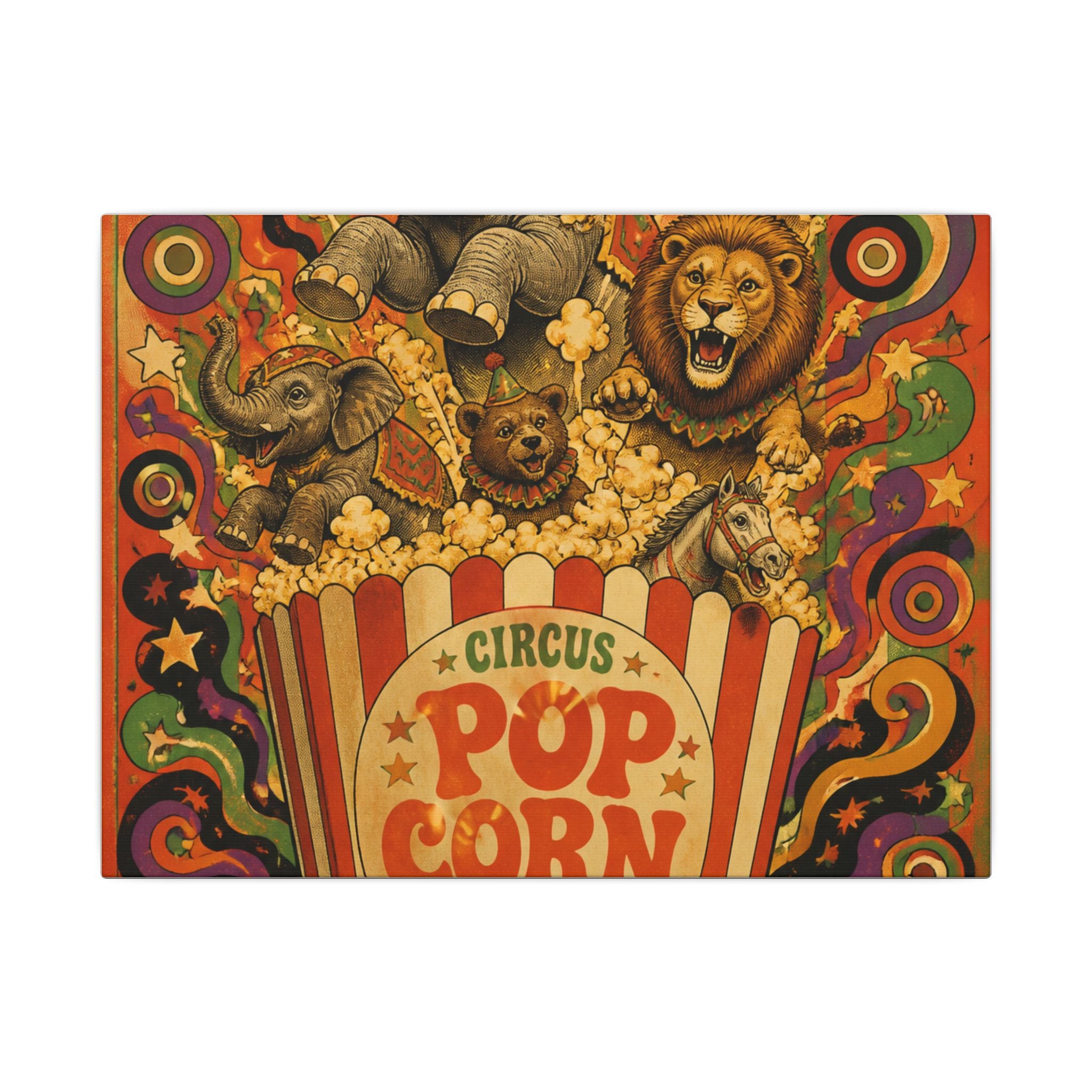 Popcorn Box Animals Wall Art Canvas 16×20 Psychedelic Cafe Decor Maximalist Print