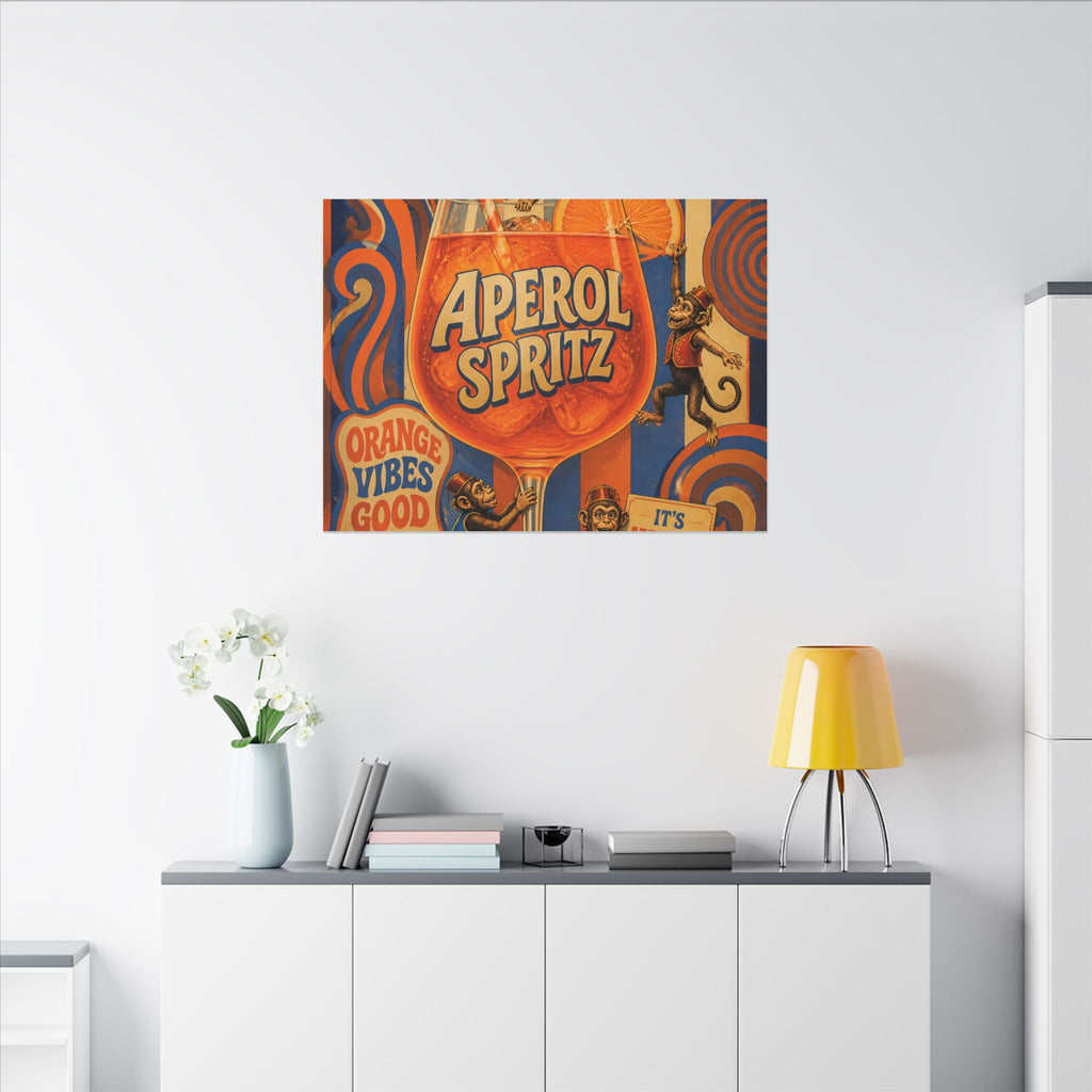 Aperol Spritz Monkeys Wall Art Canvas 24×36 Psychedelic Dining Room Decor Maximalist Print