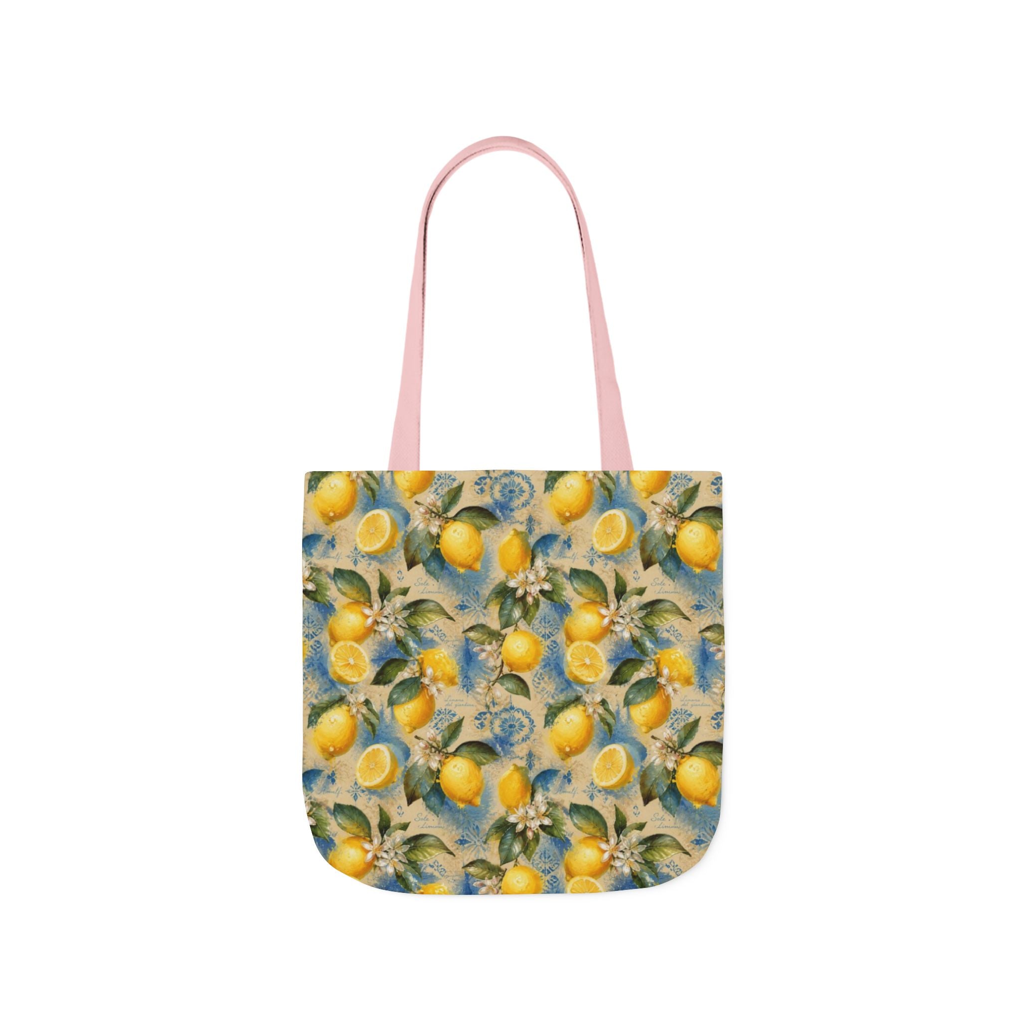 Meyer Lemons Canvas Tote Bag Mediterranean Kitchen Watercolor Splash Design Italian Cottagecore Gift
