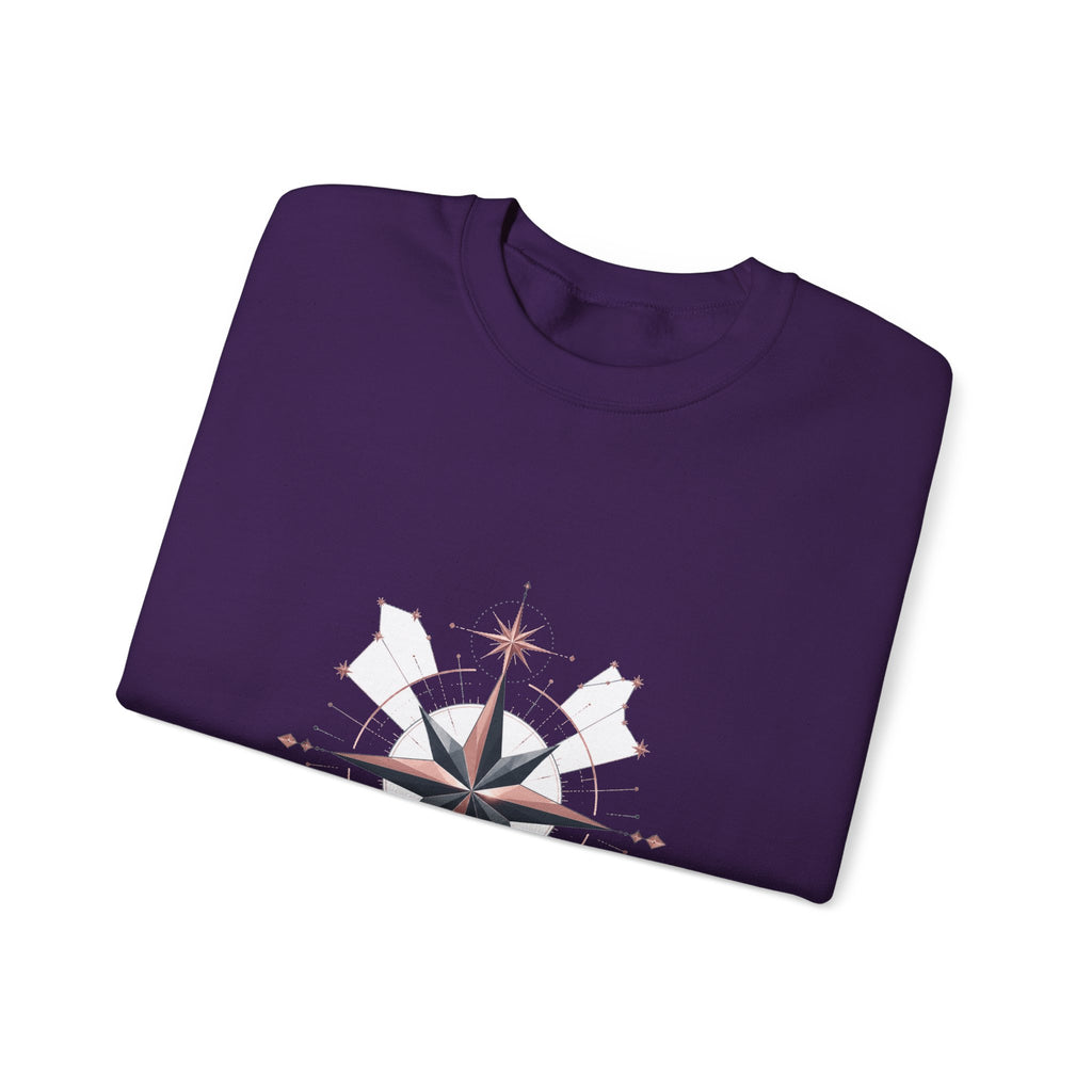 Matching Couple Sweatshirt - Shooting Star & North Star Matching Couple Crewneck Sweatshirt Geometric Art His Hers Couple Gift - Design B