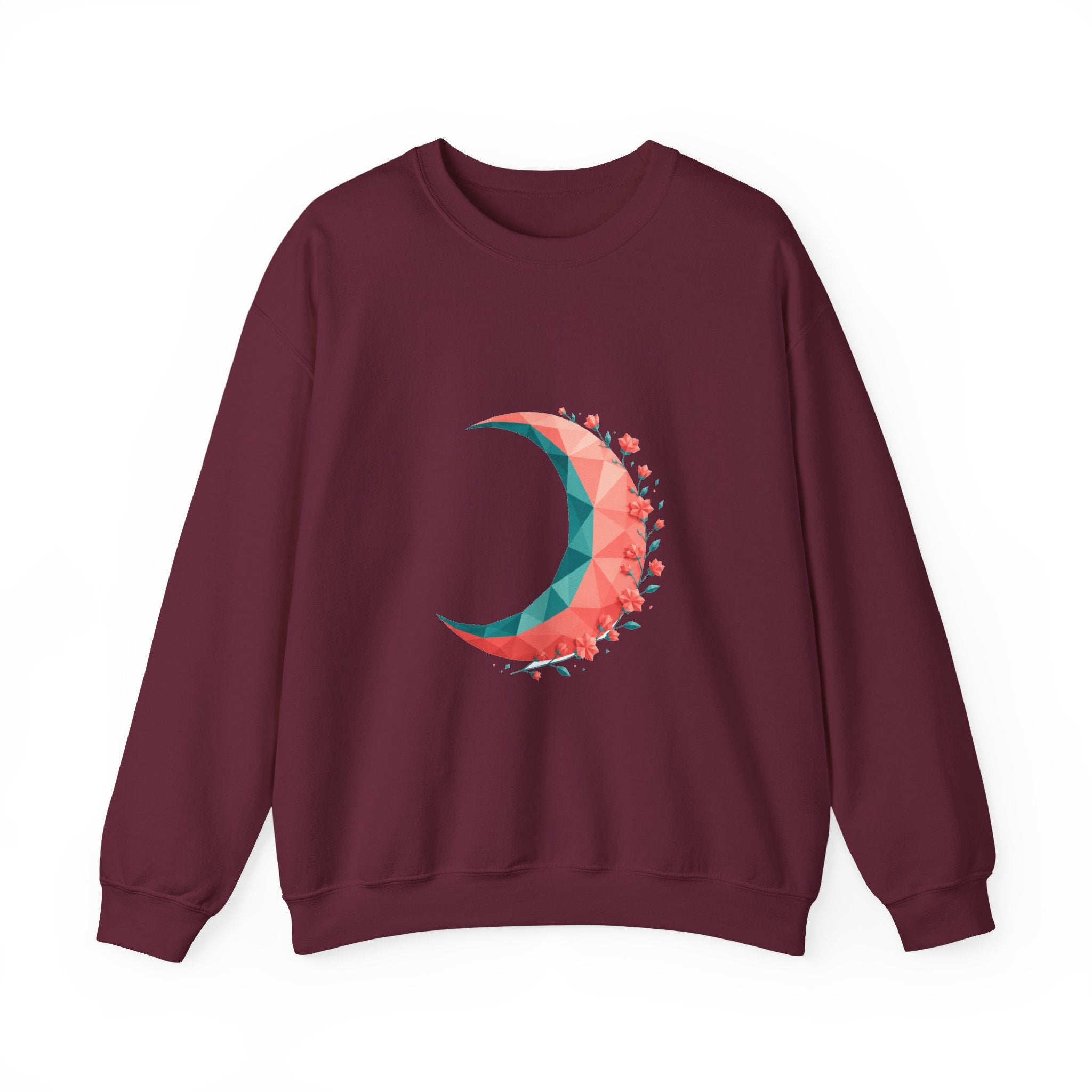 Matching Couple Sweatshirt - Waxing & Waning Moon Matching Couple Crewneck Sweatshirt Geometric Art His Hers Couple Gift - Design A