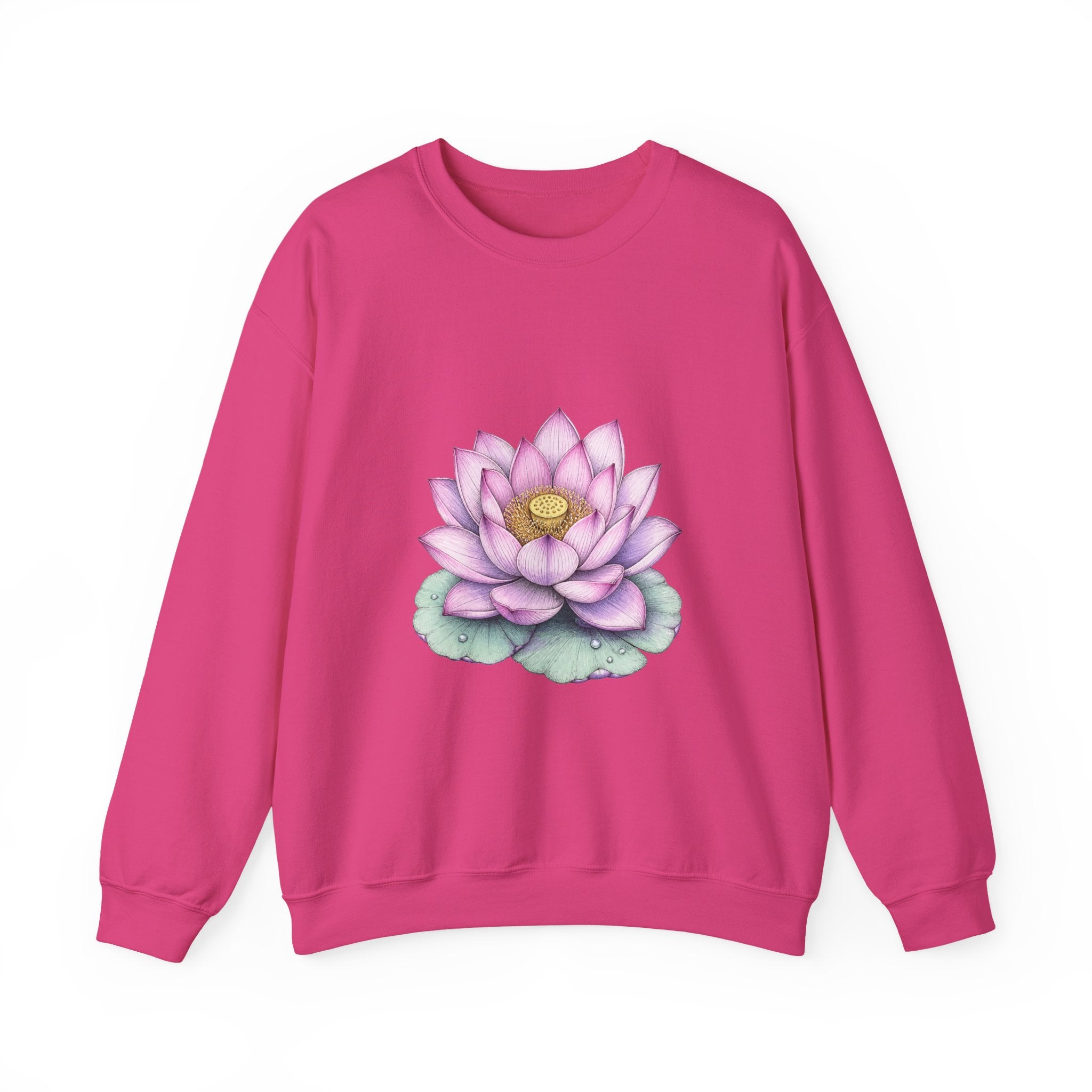 Matching Couple Sweatshirt - Open & Closed Lotus Matching Couple Crewneck Sweatshirt Hand-Drawn Art His Hers Best Friend Gift - Design A