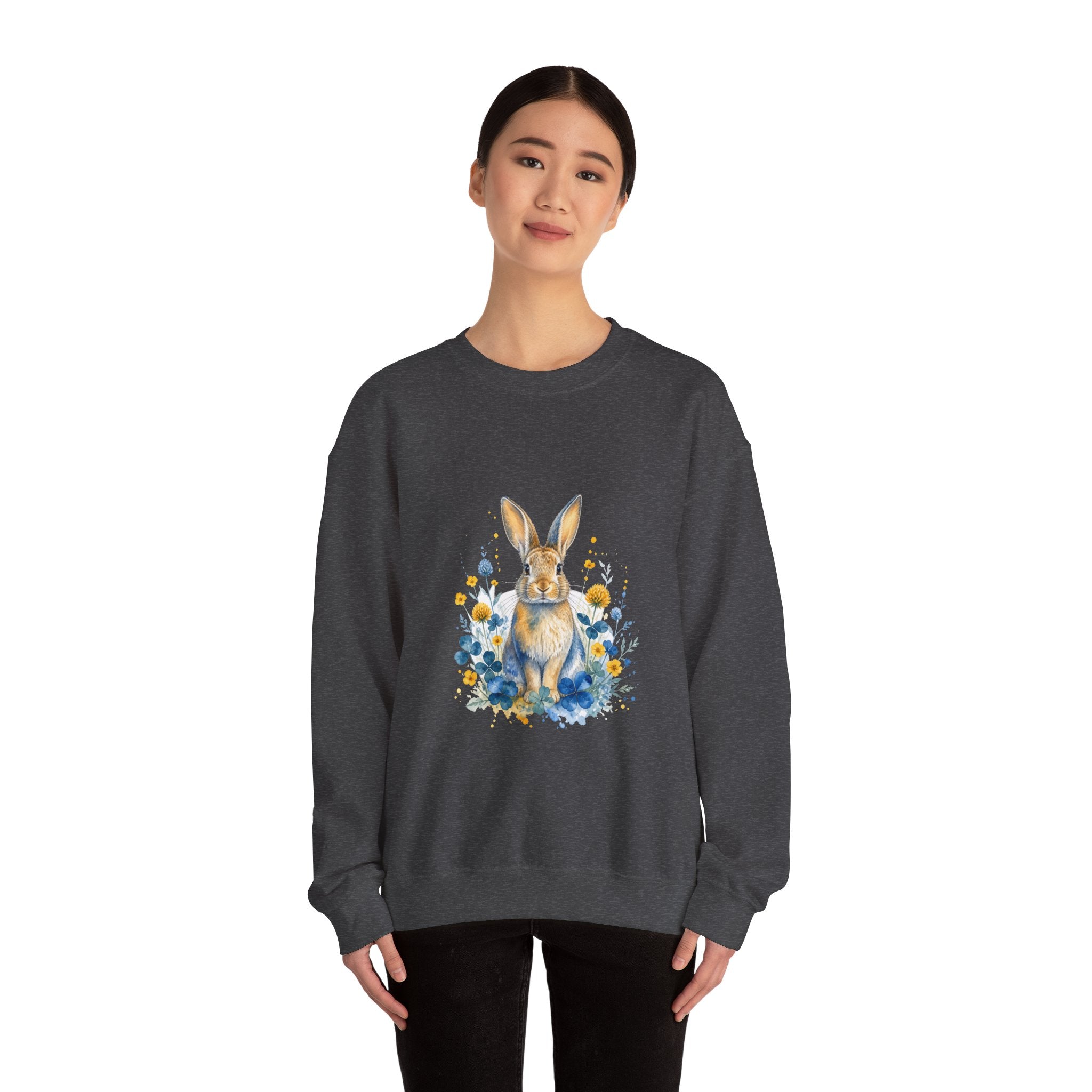 Matching Couple Sweatshirt - Fox & Rabbit Matching Couple Comfort Colors Crew Watercolor Art His Hers Birthday Gift - Design B