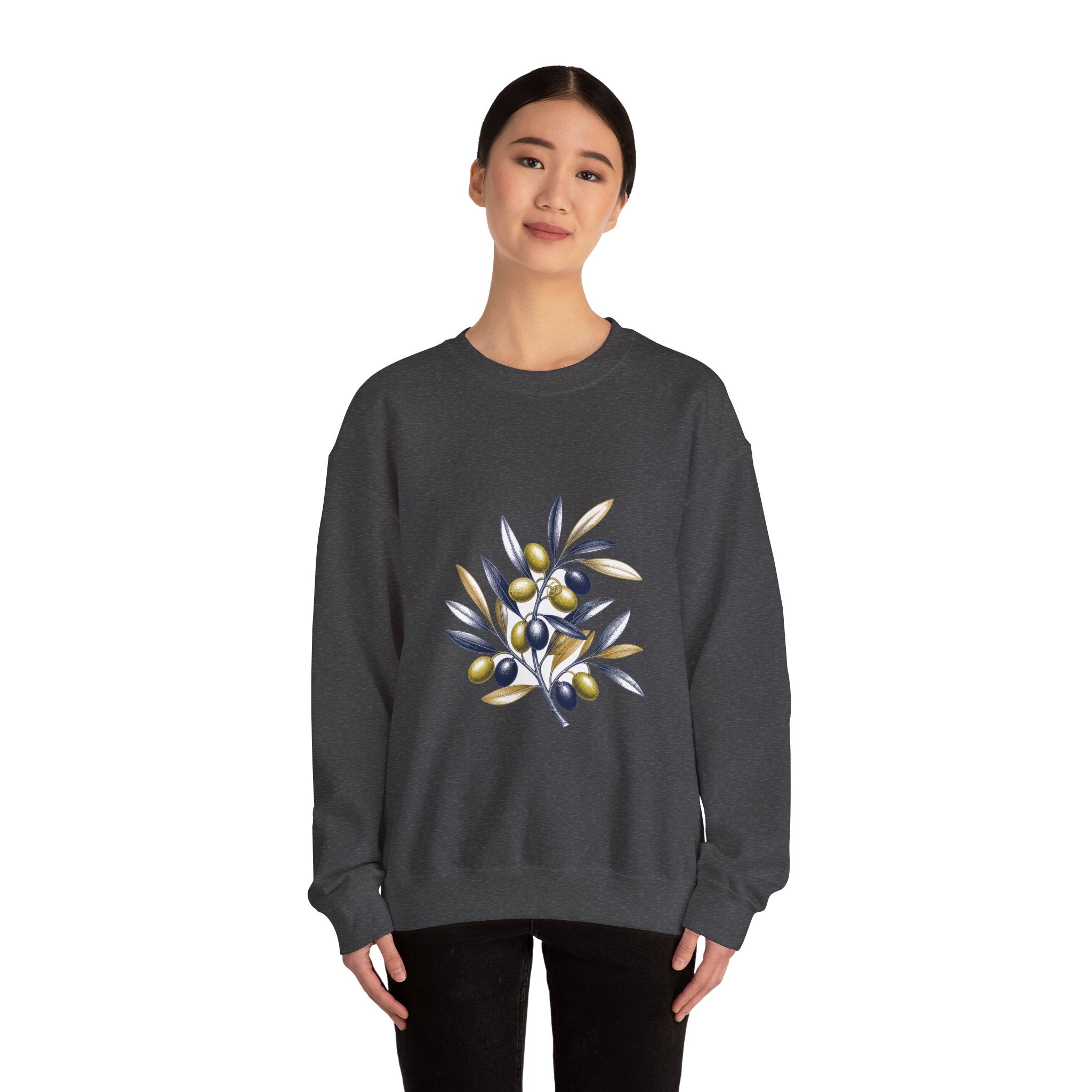 Matching Couple Sweatshirt - Olive Branch & Fig Matching Couple Crewneck Sweatshirt Hand-Drawn Art His Hers Best Friend Gift - Design A