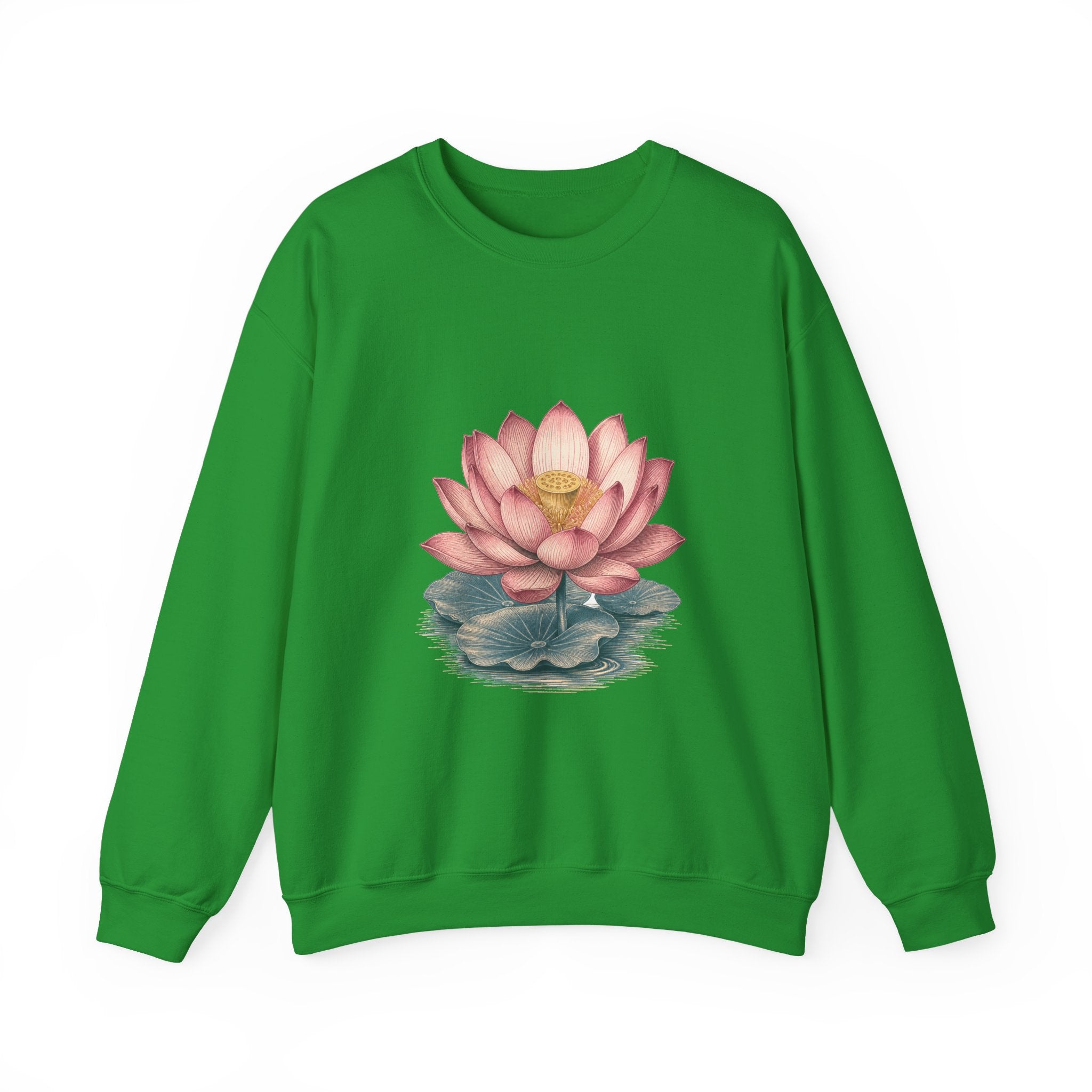 Matching Couple Sweatshirt - Open & Closed Lotus Matching Couple Crewneck Sweatshirt Vintage Art His Hers Wedding Gift - Design A