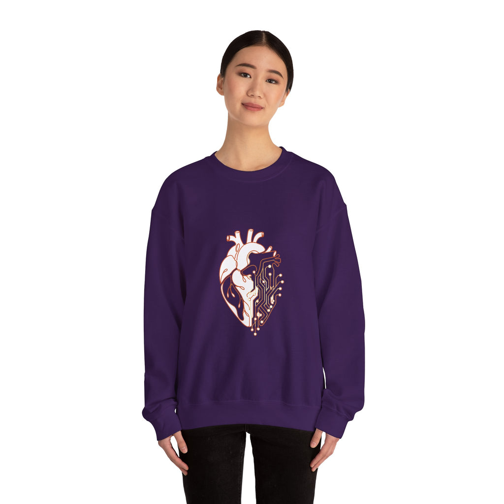 Matching Couple Sweatshirt - Robot & Heart Matching Couple Crewneck Sweatshirt Minimalist Art His Hers Valentine Gift - Design B