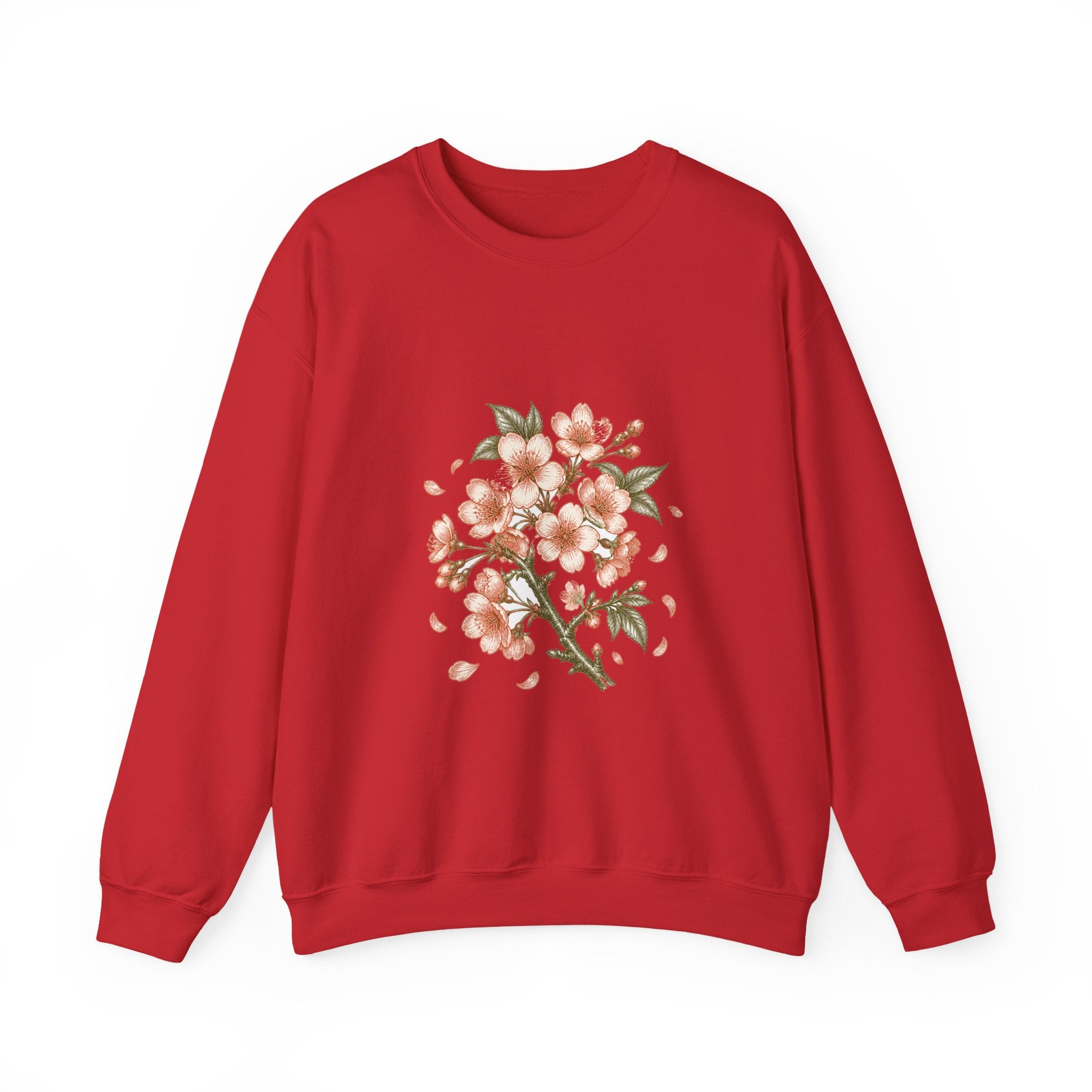 Matching Couple Sweatshirt - Cherry Blossom & Maple Leaf Matching Couple Comfort Colors Crew Vintage Art His Hers Honeymoon Gift - Design A