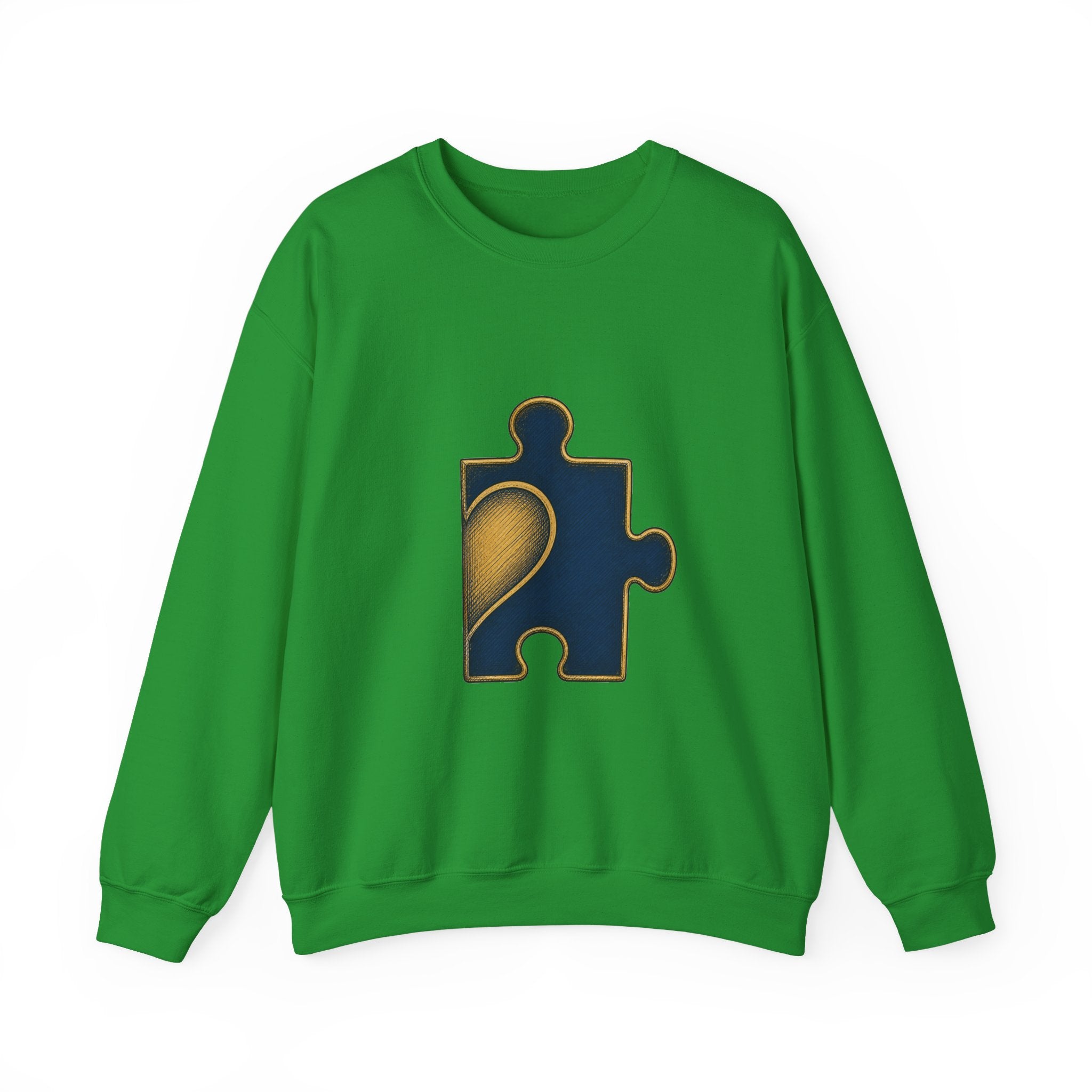 Matching Couple Sweatshirt - Puzzle Pieces Matching Couple Premium Fleece Sweatshirt Hand-Drawn Art His Hers Anniversary Gift - Design B
