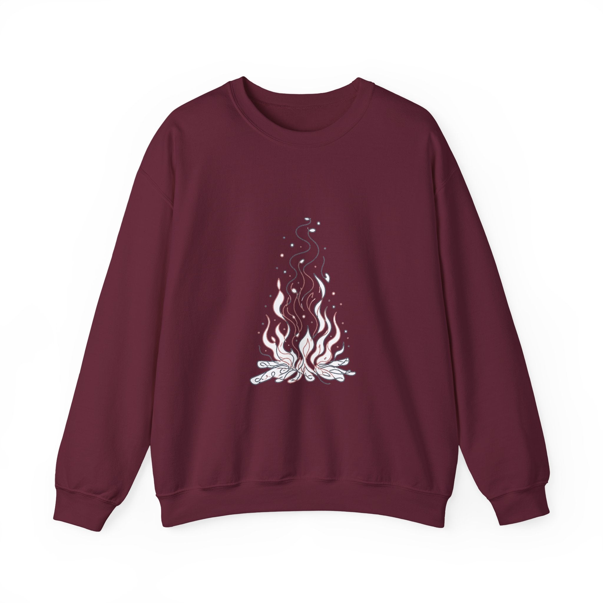 Matching Couple Sweatshirt - Wildfire & Waterfall Matching Couple Crewneck Sweatshirt Minimalist Art His Hers Valentine Gift - Design A