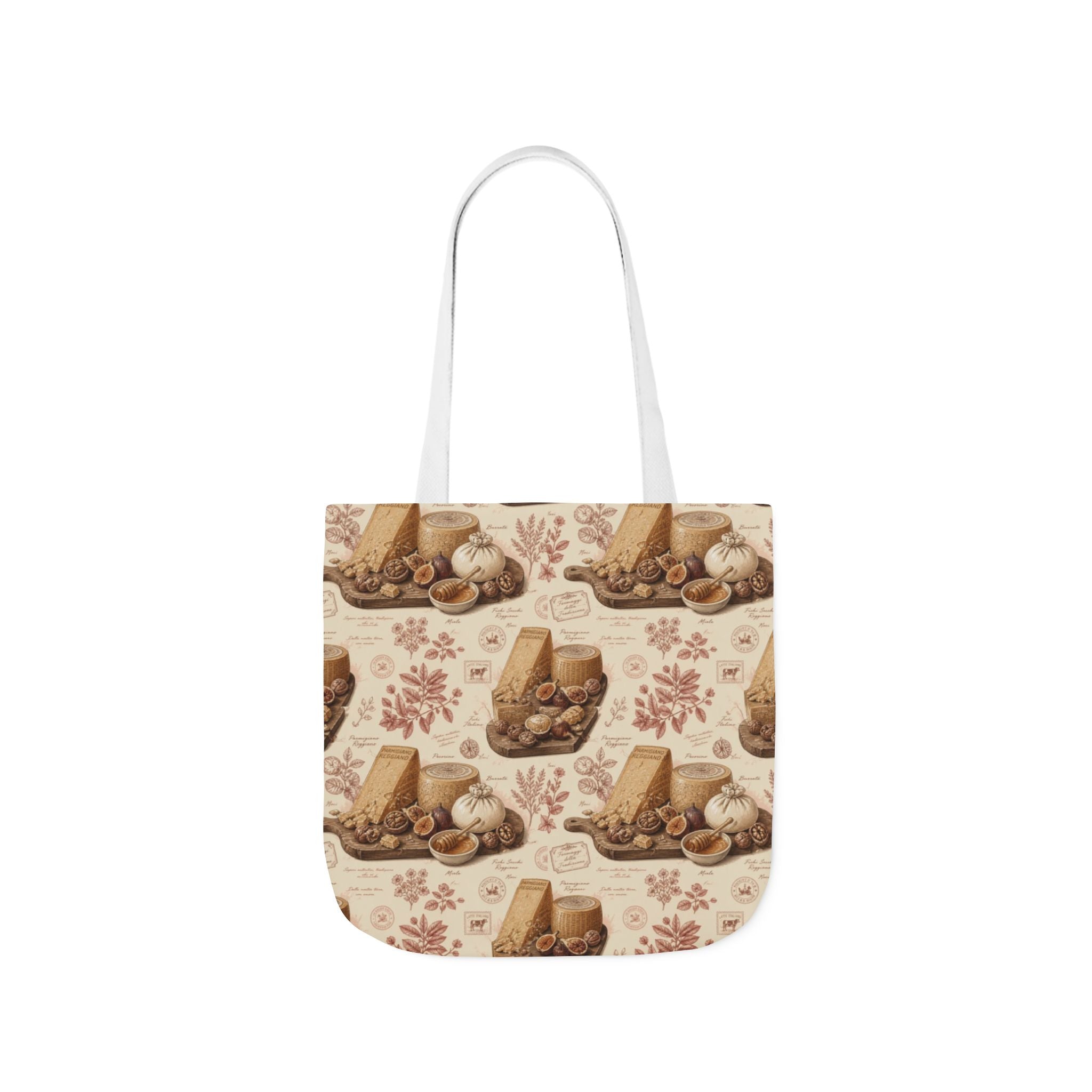 Italian Cheese Board Canvas Tote Bag Mediterranean Kitchen Botanical Design Italian Cottagecore Gift