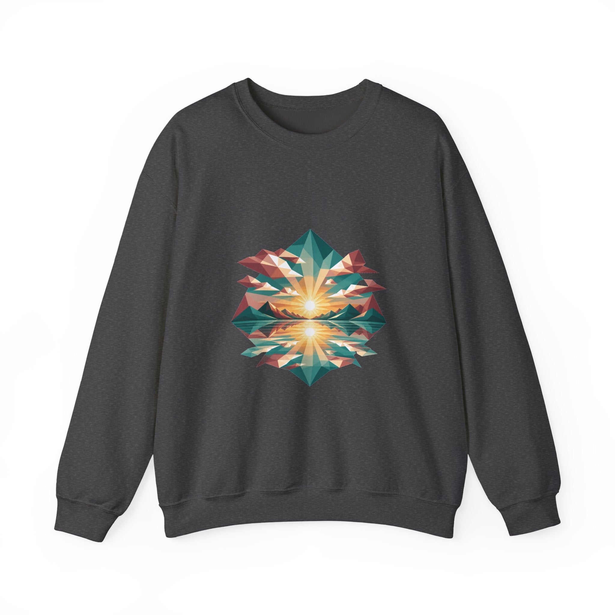 Matching Couple Sweatshirt - Sunrise & Sunset Matching Couple Premium Fleece Sweatshirt Geometric Art His Hers Love Gift - Design A