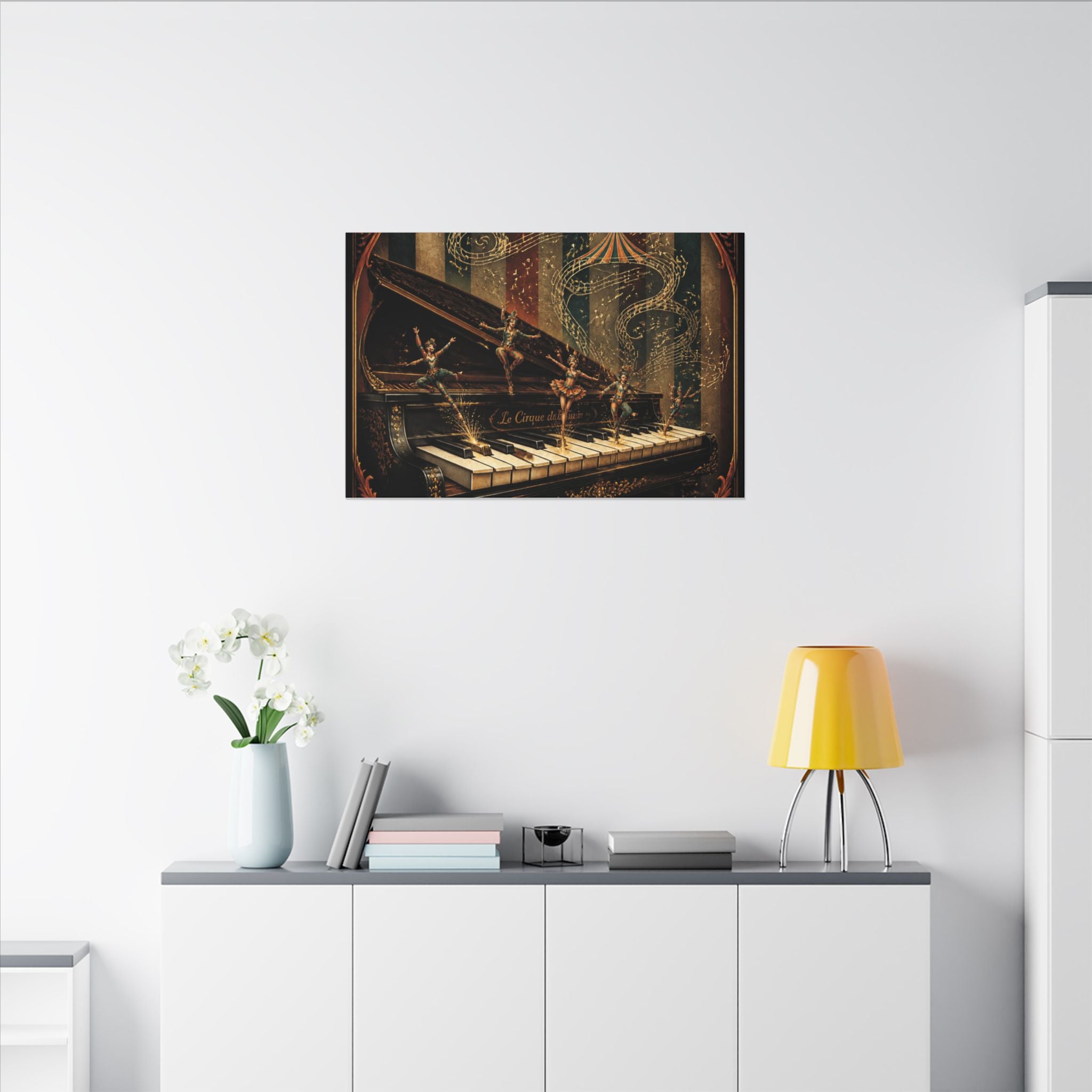 Grand Piano Acrobats Wall Art Canvas 16×20 Baroque Home Office Decor Maximalist Print