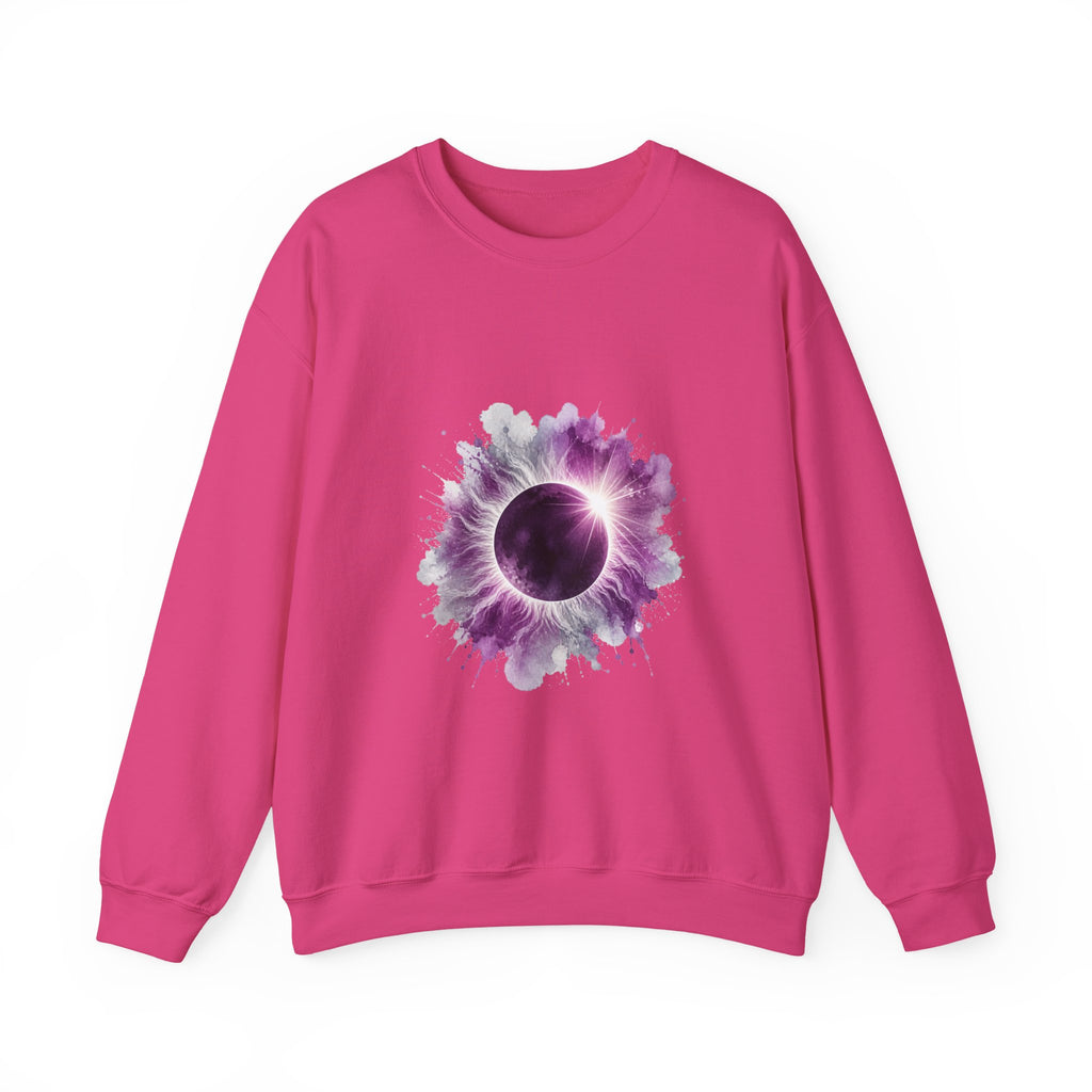 Matching Couple Sweatshirt - Solar & Lunar Eclipse Matching Couple Premium Fleece Sweatshirt Watercolor Art His Hers Birthday Gift - Design A