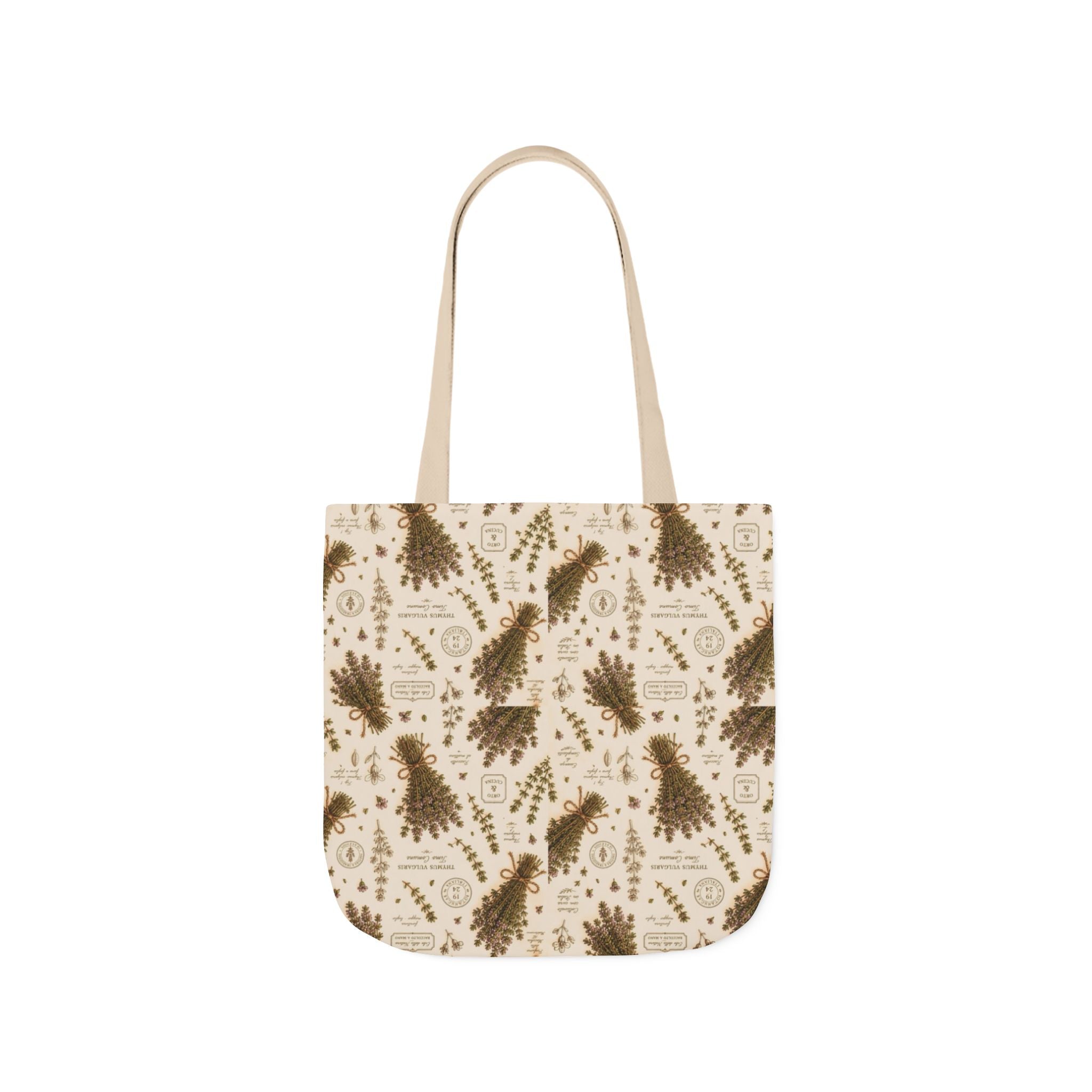 Thyme Bundles Canvas Tote Bag Mediterranean Kitchen Botanical Design Italian Cottagecore Gift