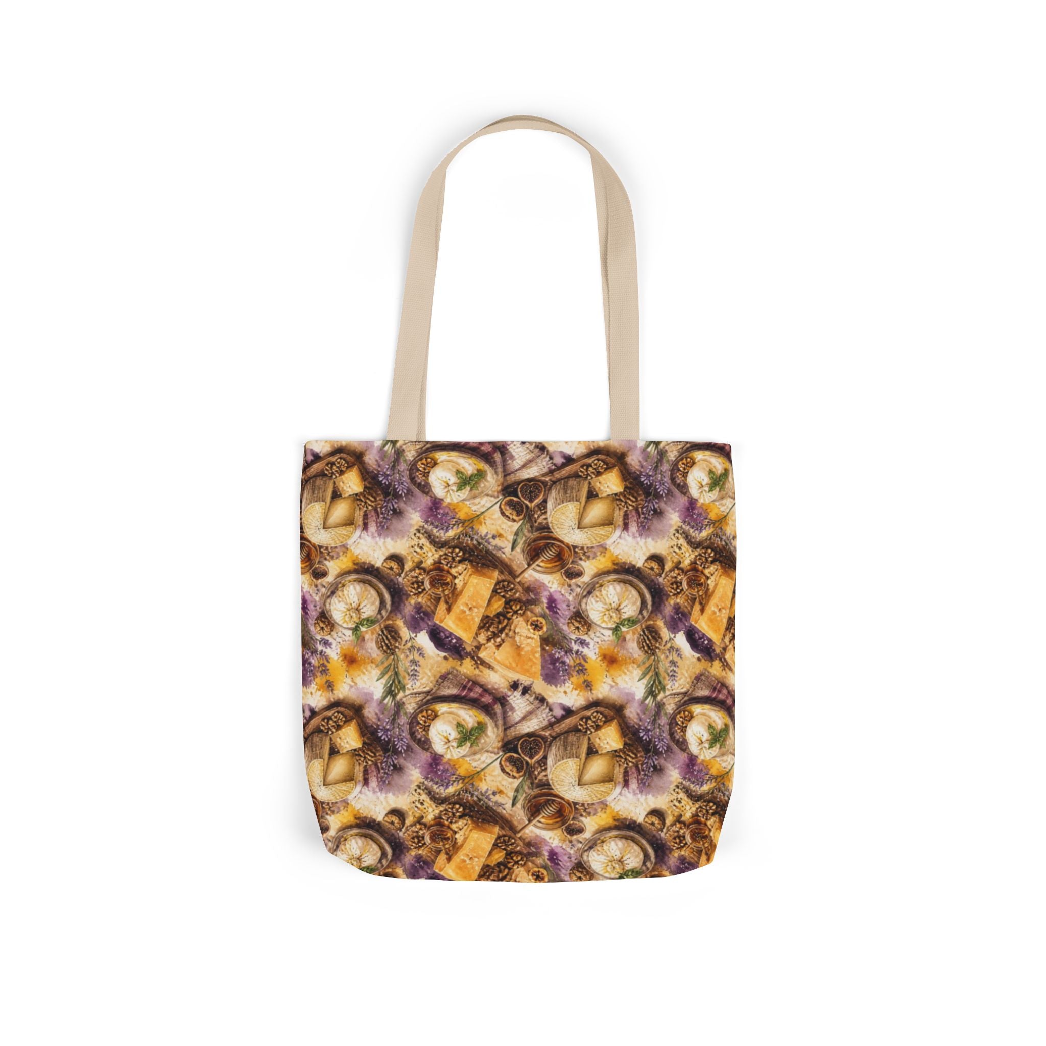 Italian Cheese Board Canvas Tote Bag Mediterranean Kitchen Watercolor Splash Design Italian Cottagecore Gift