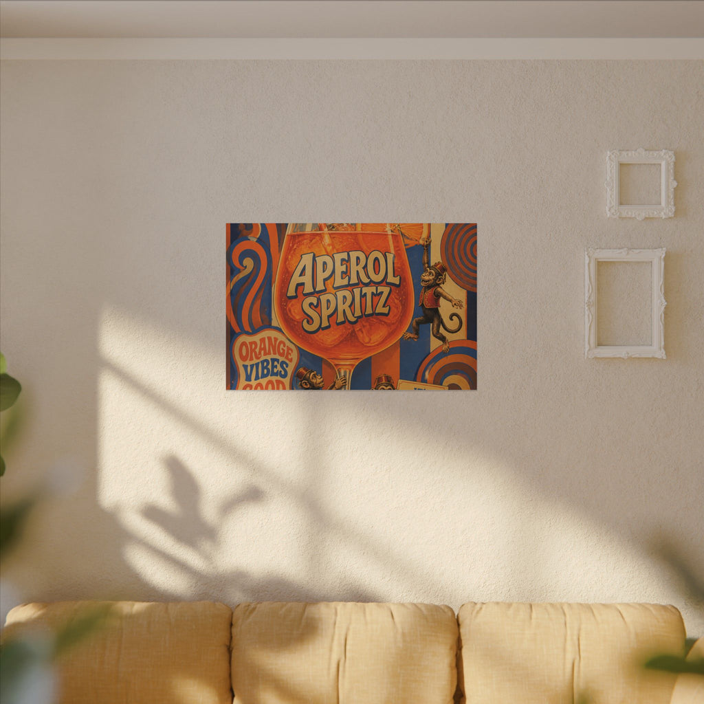 Aperol Spritz Monkeys Wall Art Canvas 24×36 Psychedelic Dining Room Decor Maximalist Print