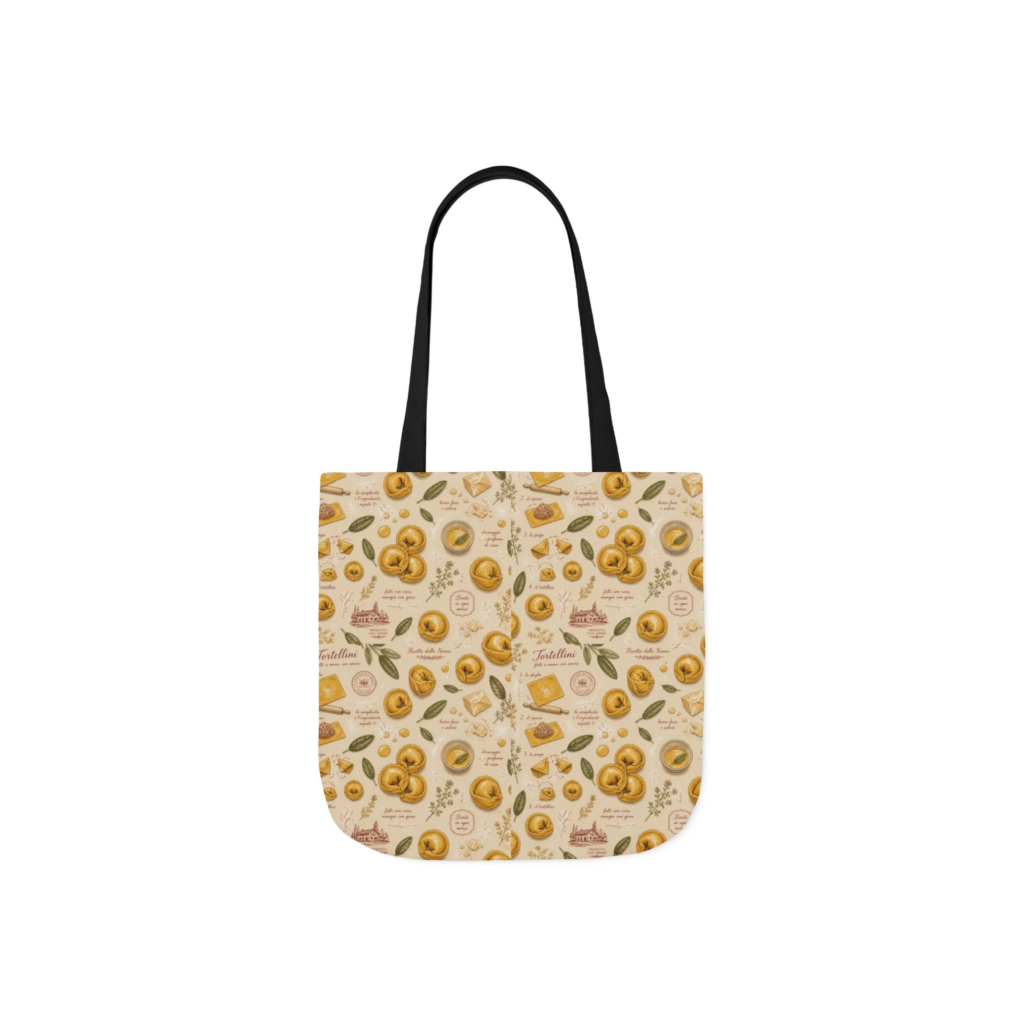 Tortellini with Sage Canvas Tote Bag Mediterranean Kitchen Botanical Design Italian Cottagecore Gift