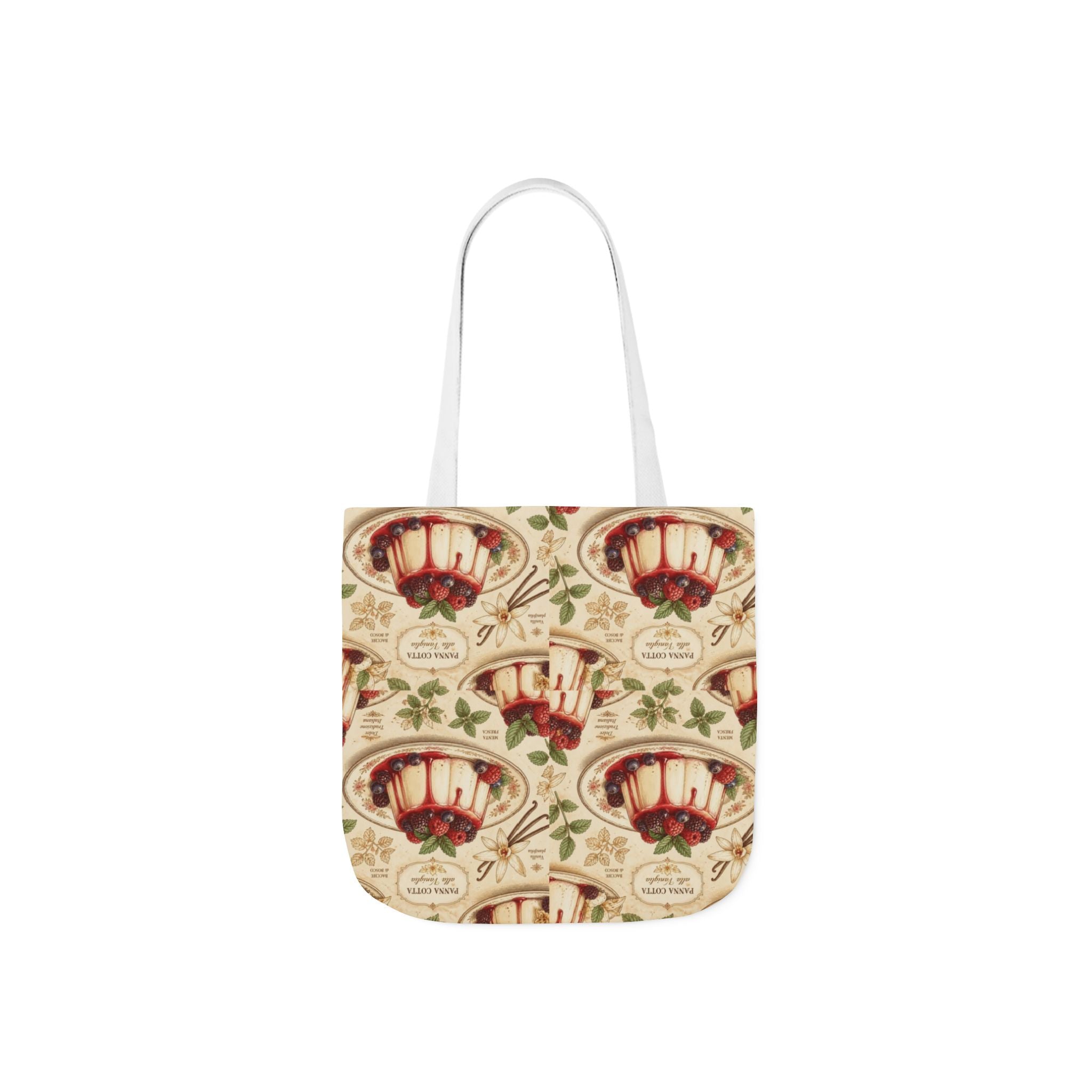 Panna Cotta Canvas Tote Bag Mediterranean Kitchen Botanical Design Italian Cottagecore Gift