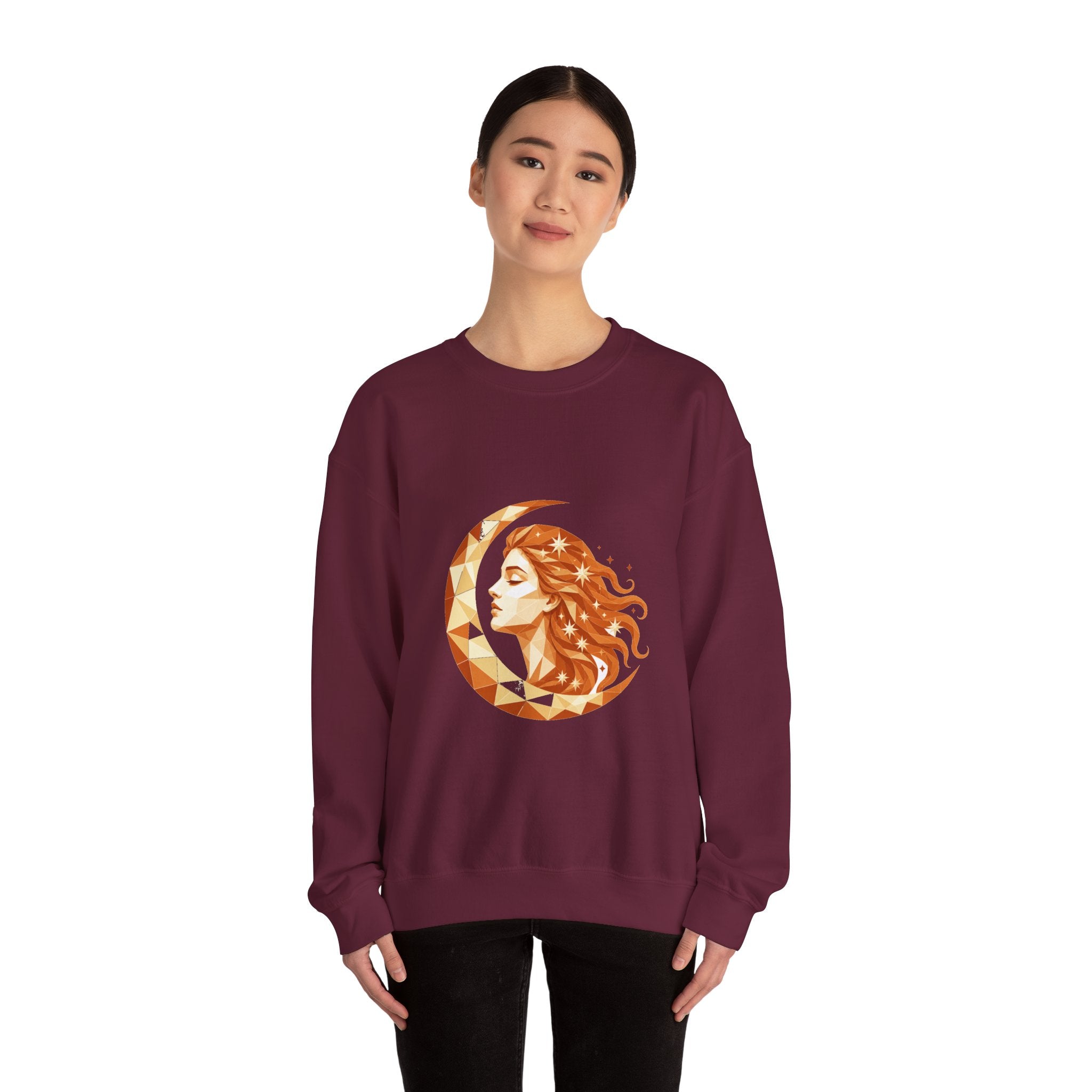 Matching Couple Sweatshirt - Helios & Selene Matching Couple Crewneck Sweatshirt Geometric Art His Hers Couple Gift - Design B