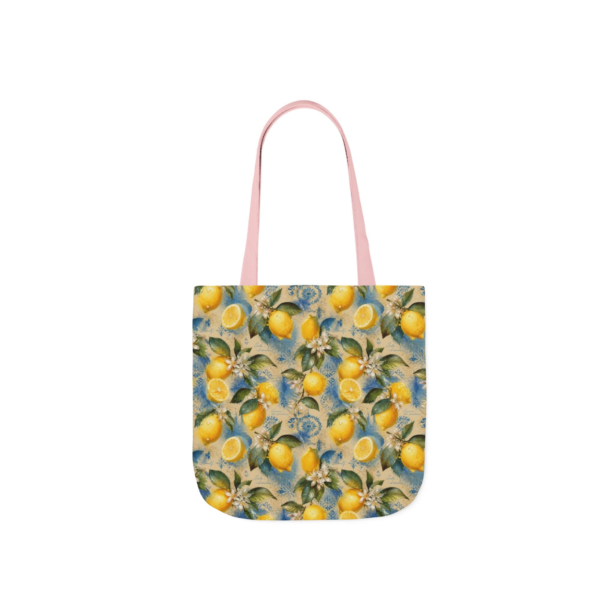Meyer Lemons Canvas Tote Bag Mediterranean Kitchen Watercolor Splash Design Italian Cottagecore Gift