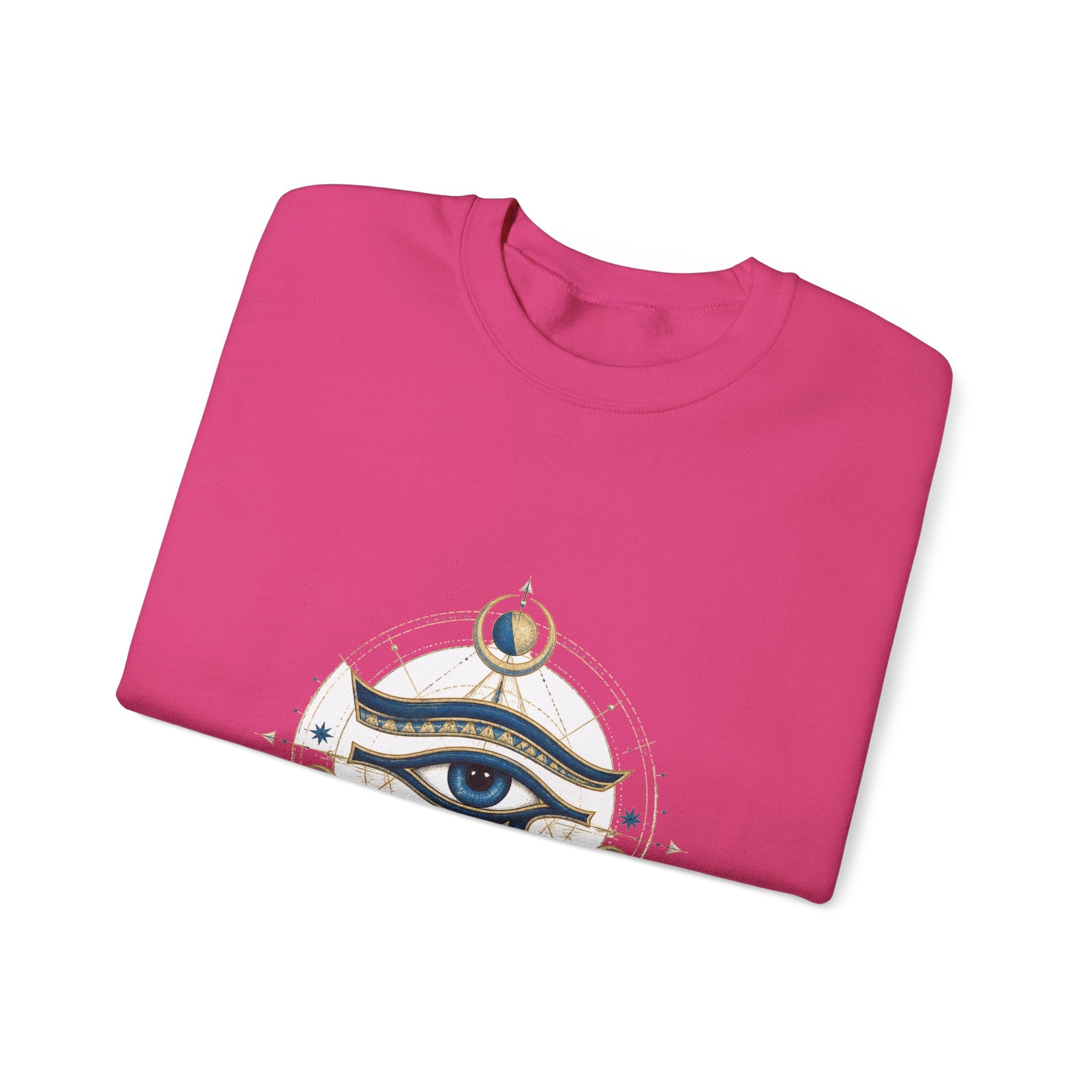 Matching Couple Sweatshirt - Eye of Ra & Horus Matching Couple Comfort Colors Crew Hand-Drawn Art His Hers Anniversary Gift - Design B